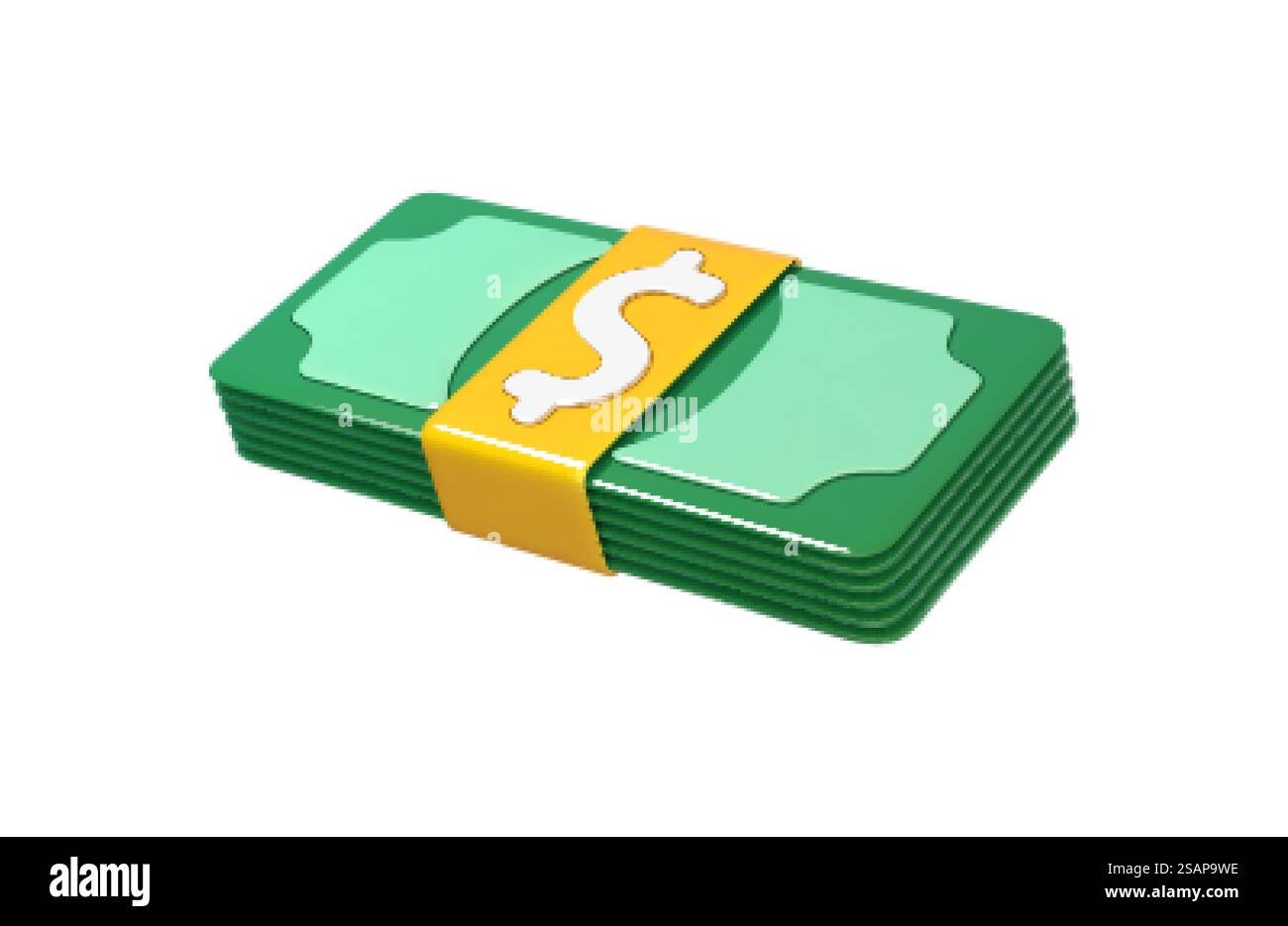 Pacchetto di cartoni animati 3D con icona Money su sfondo bianco. Risparmio economico, senza contanti. Concetto di profitto investimento e risparmio. Illustrazione 3d vettoriale Illustrazione Vettoriale