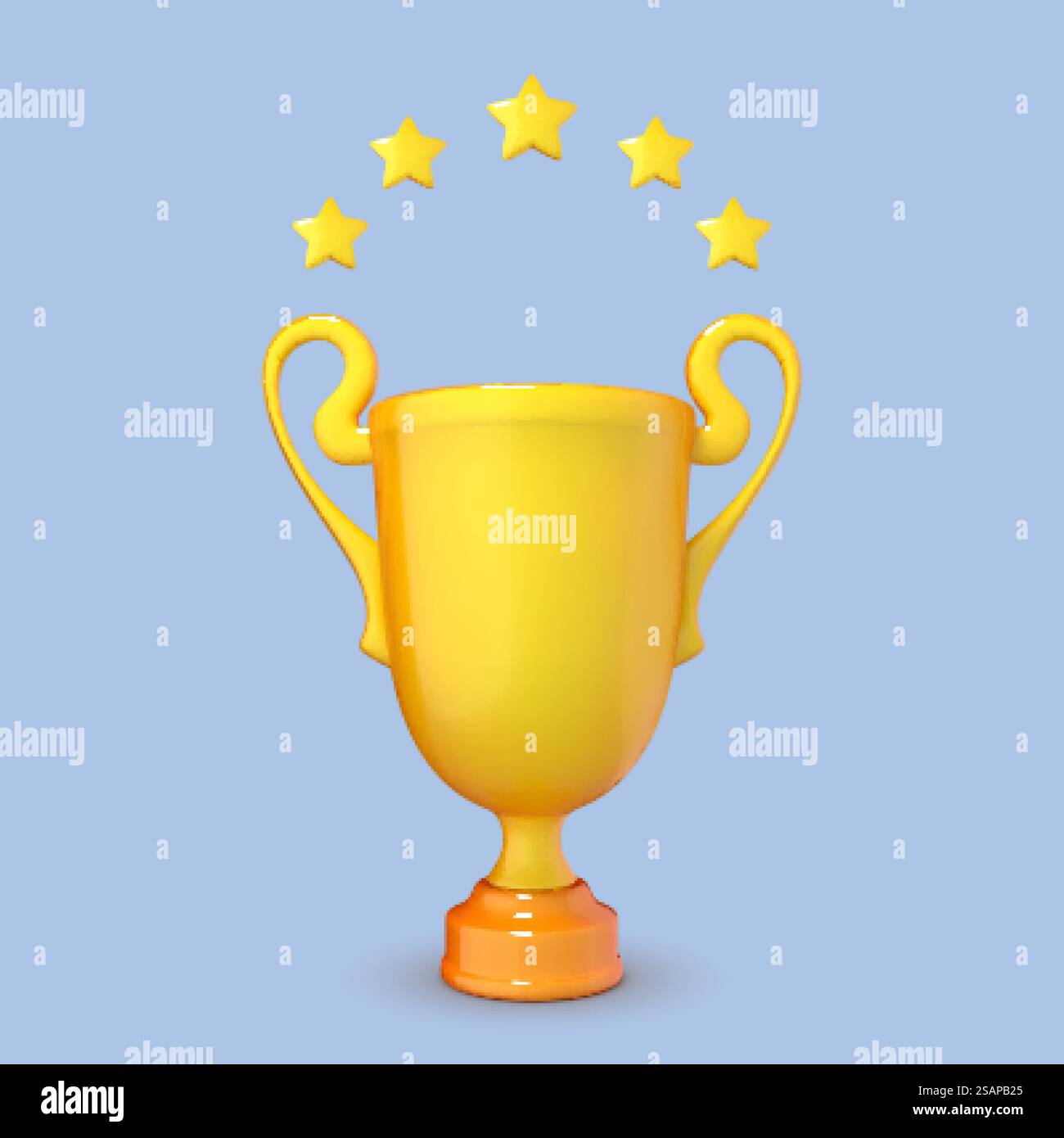 Trofeo campione, coppa d'oro. Premio vincitore, premio sportivo, concetto di successo. icona vettoriale dei cartoni animati 3d. Illustrazione Vettoriale