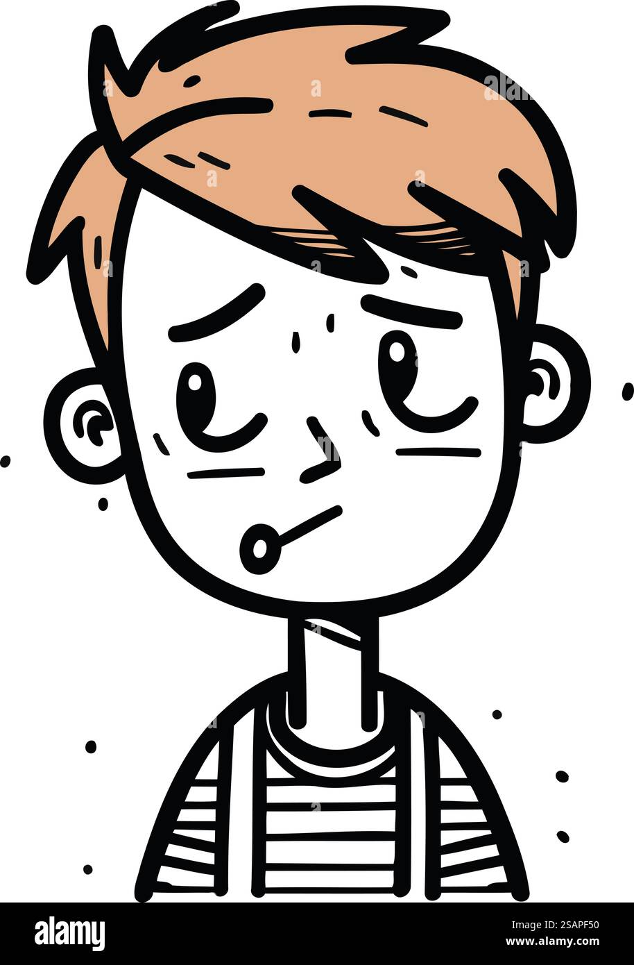 illustrazione di un ragazzo dei cartoni animati con un'espressione triste sulla faccia. Illustrazione Vettoriale