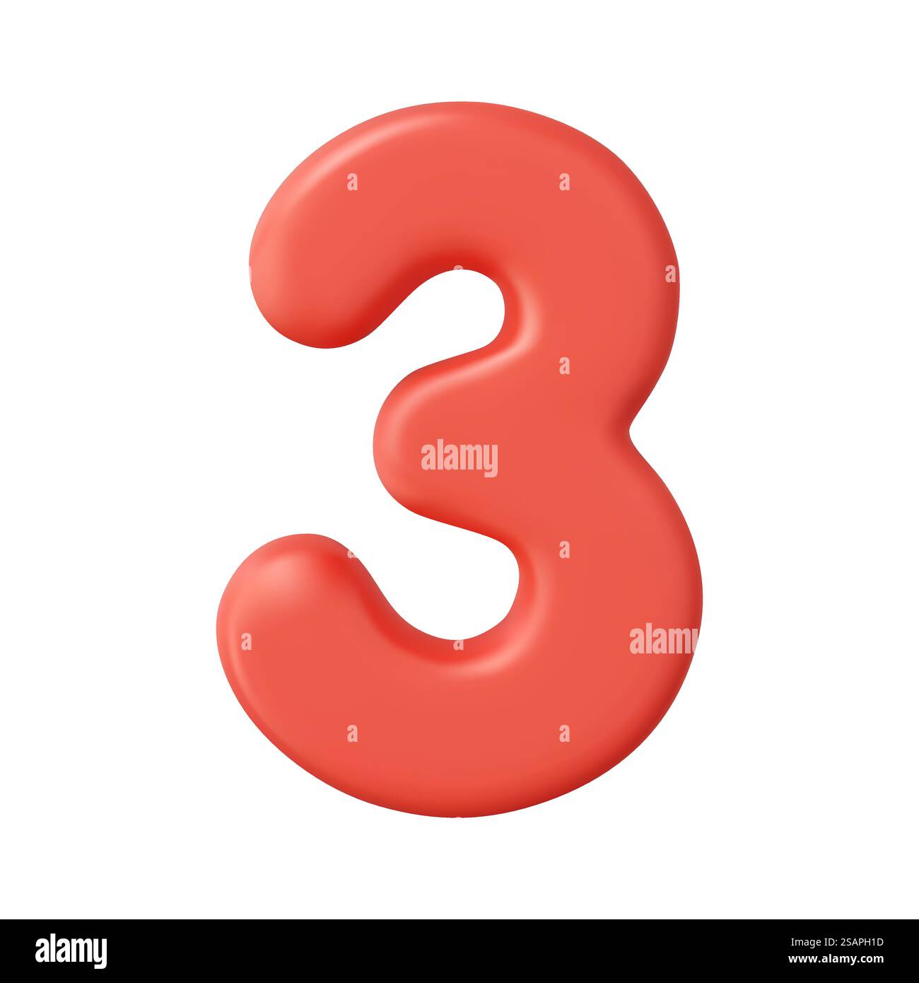 3d numero 3. Tre segni numerici di colore rosso isolati su sfondo bianco. rendering 3d. Illustrazione vettoriale. 3d numero 3. Tre segni numerici di colore rosso. Illustrazione Vettoriale