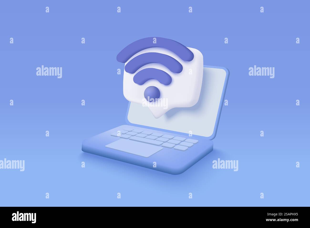 connessione wireless 3d e condivisione della rete su internet. Punto di accesso hotspot per copertura digitale e online. Area di trasmissione con WiFi. illustrazione del vettore di rendering dell'icona del segnale wireless 3d. Illustrazione Vettoriale