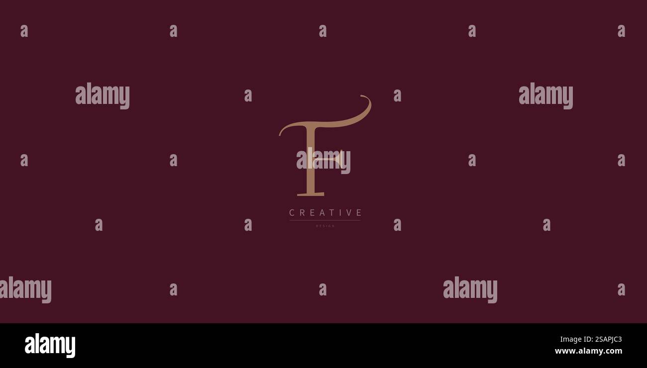 Esclusivo design con logo Letter F. Monogramma iniziale di lusso. Design creativo ed elegante lettera F Illustrazione Vettoriale