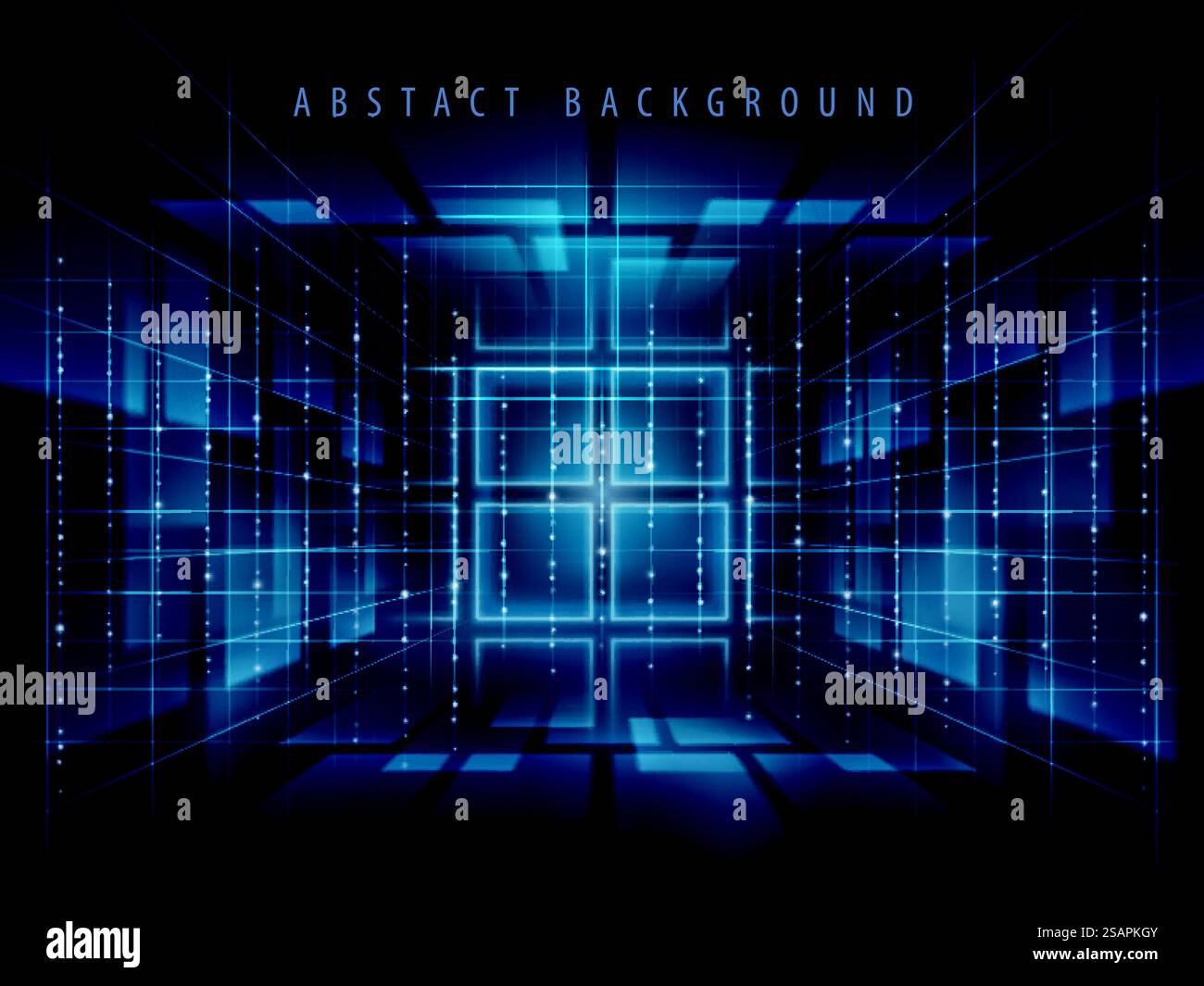 Background digitale della tecnologia del futuro. Concetto di connessioni di rete per ciberspazio e linee leggere astratte Blue Digital. Elaborazione dei dati strutturati nel database. Trasferisci dati digitali Internet ad alta velocità. Illustrazione Vettoriale