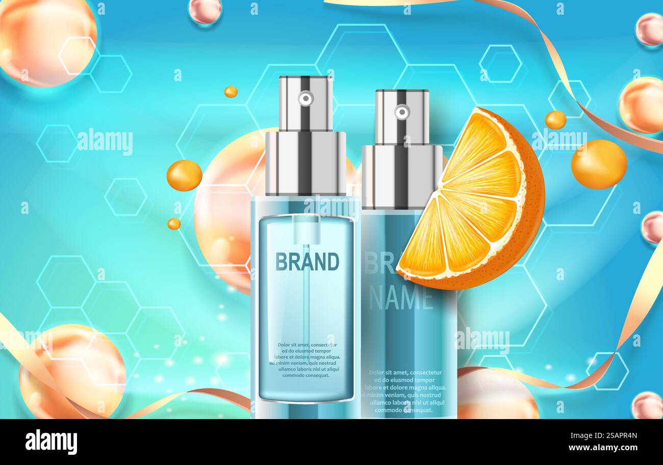 Tubo cosmetico idratante. Modelli premium per annunci pubblicitari, flacone semitrasparente realistico. Illustrazione Vettoriale