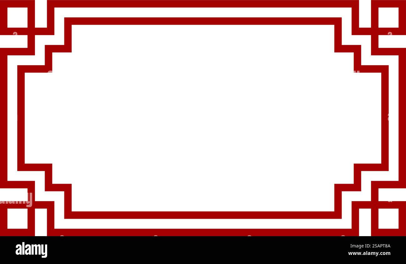 Cornice geometrica in stile linea rossa. Elegante confine asiatico isolato su sfondo bianco. Cornice geometrica in stile linea rossa. Elegante confine asiatico Illustrazione Vettoriale Cornice geometrica in stile linea rossa. Elegante confine asiatico isolato su sfondo bianco. Cornice geometrica in stile linea rossa. Elegante confine asiatico Illustrazione Vettoriale