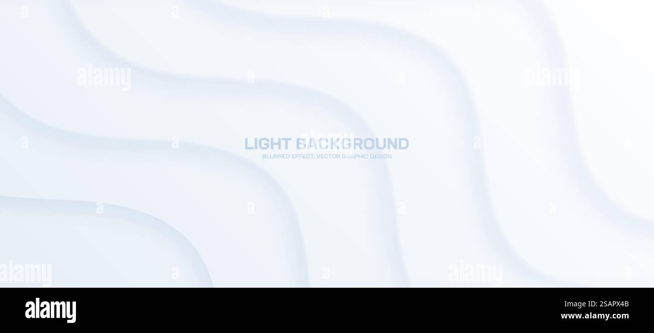 Bianco brillante minimalista Curve ondulate dinamiche sfondo vettoriale 3D astratto. Carta da parati a composizione panoramica con tecnologia futuristica High-Tech. Struttura a tre livelli Modern Abstraction. Bianco brillante minimalista Curve ondulate dinamiche sfondo vettoriale 3D astratto Illustrazione Vettoriale