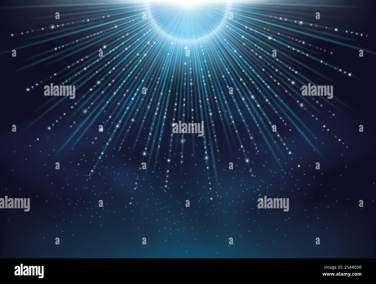 Luce futuristica con striature sullo sfondo. Astratto di deformazione o movimento iperspaziale nella traccia stellare. Esplodere la linea di luce delle particelle. Tecnologia Light Tunnel. Movimento esplosivo e in espansione. Esplosione delle stelle. Illustrazione Vettoriale