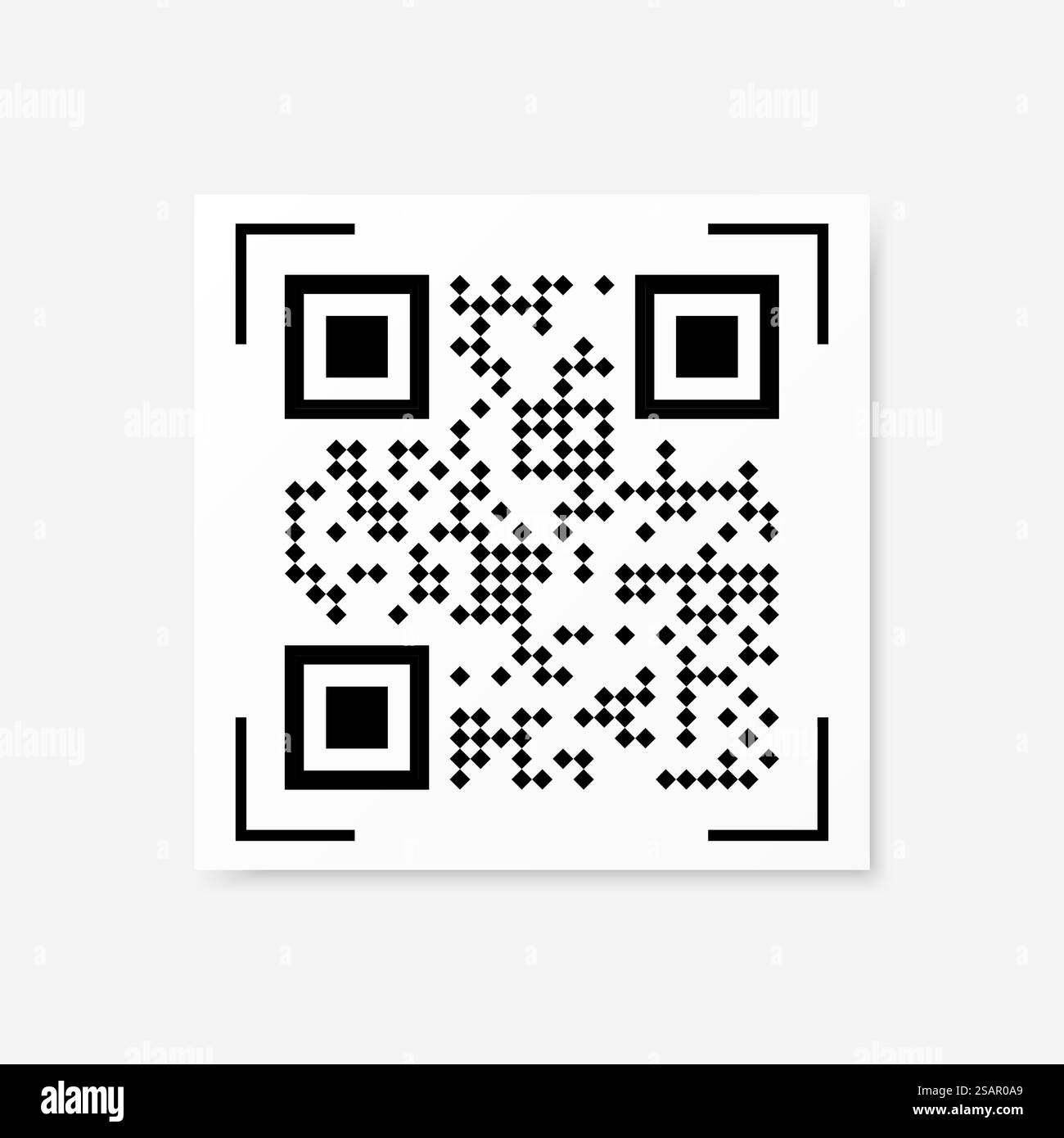 Esempio di codice QR vettoriale per la scansione dello smartphone isolato su sfondo bianco. Illustrazione Vettoriale