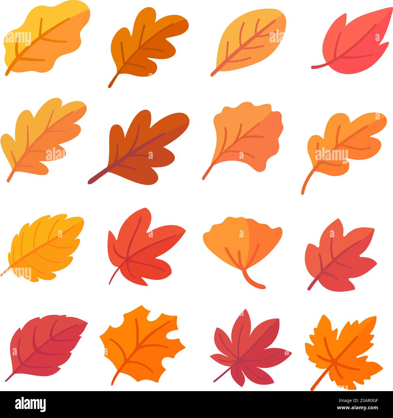 Collezione di foglie autunnali foglie di acero arancio in autunno design semplice Illustrazione Vettoriale