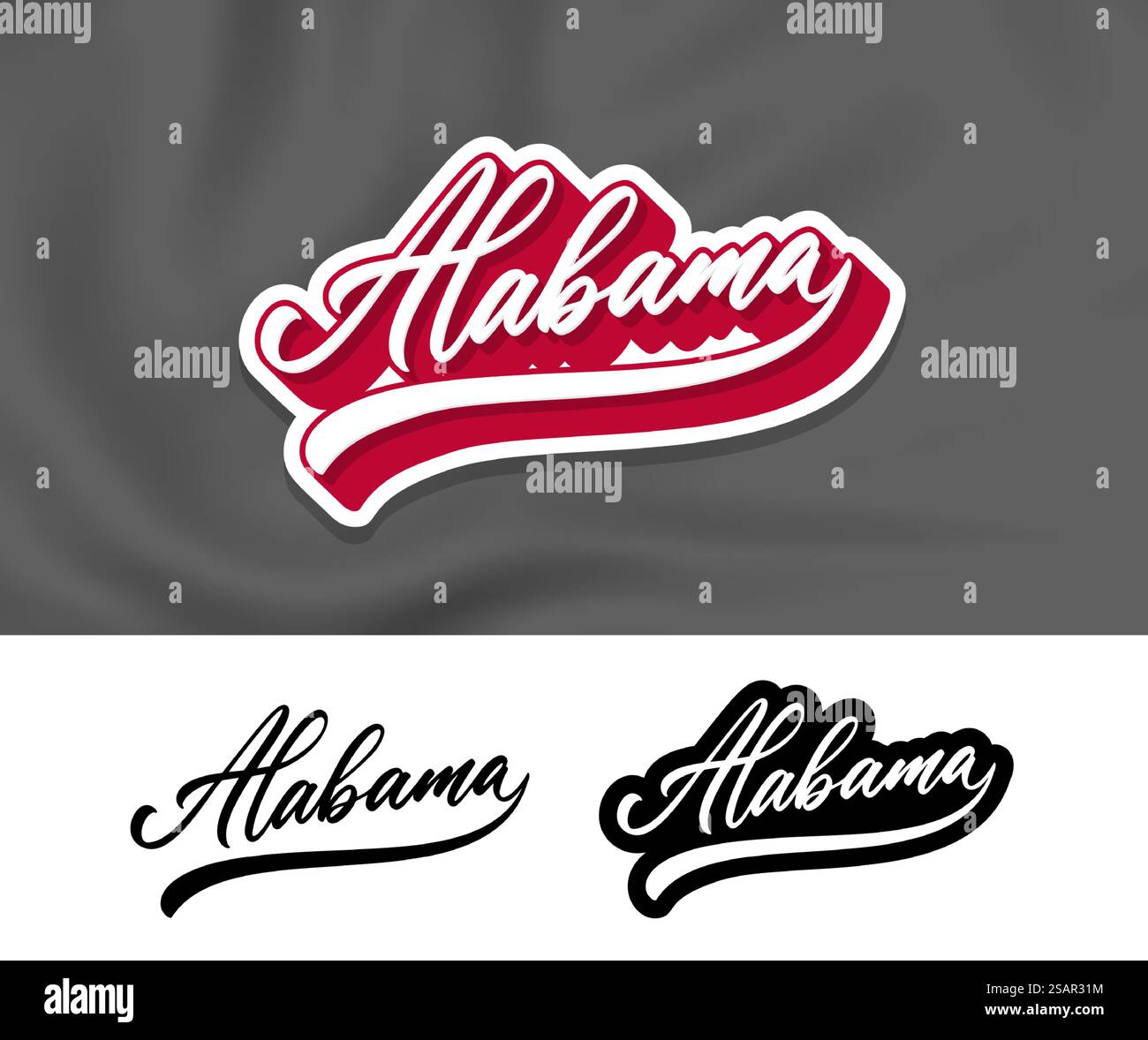 Scritta a mano Alabama. Calligrafia moderna. Illustrazione vettoriale. Vettore di testo Alabama. Design tipografico alla moda. Illustrazione Vettoriale