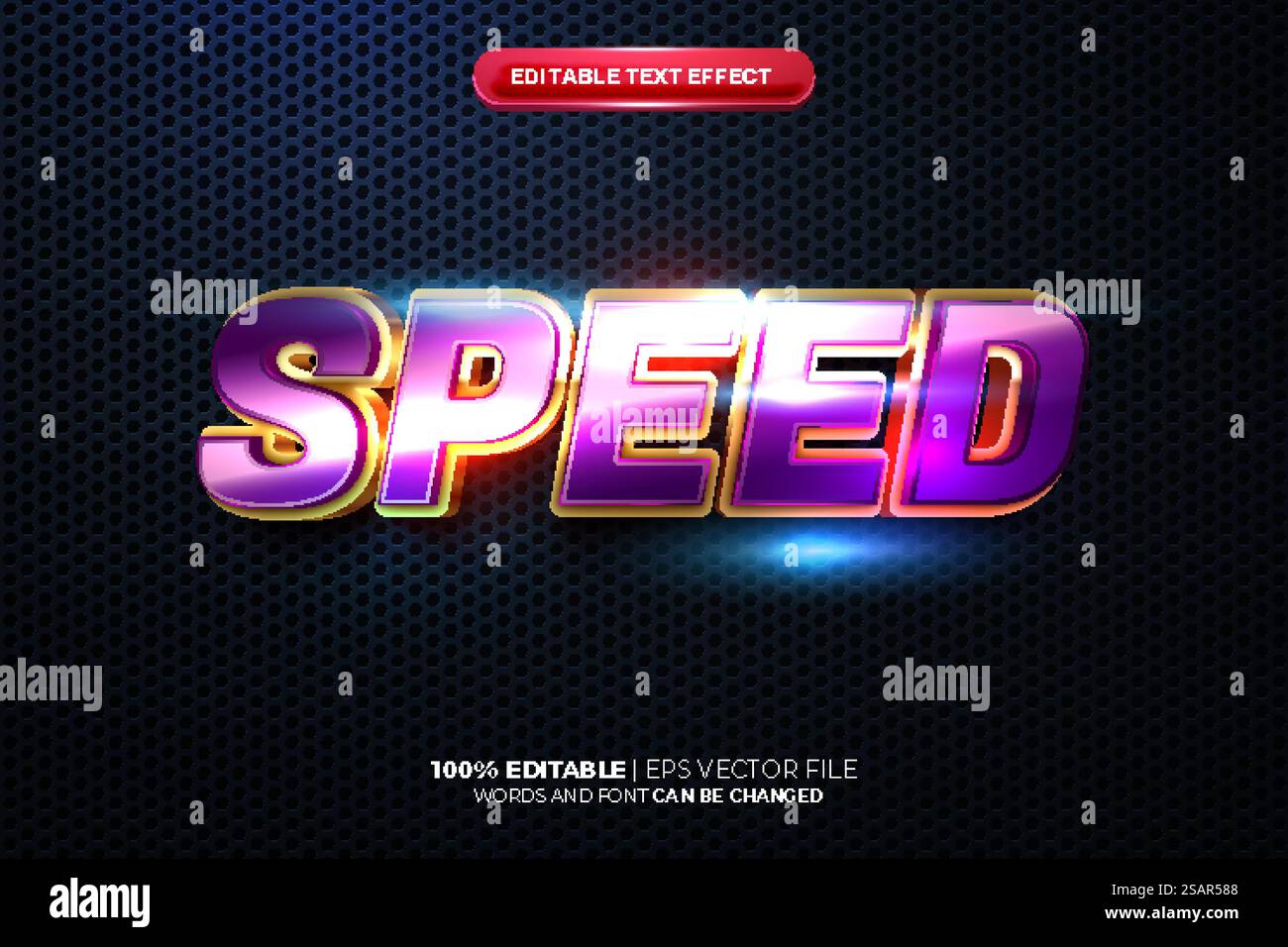 Speed esport Blue bagliore effetto testo 3d modificabile cinematografico Illustrazione Vettoriale