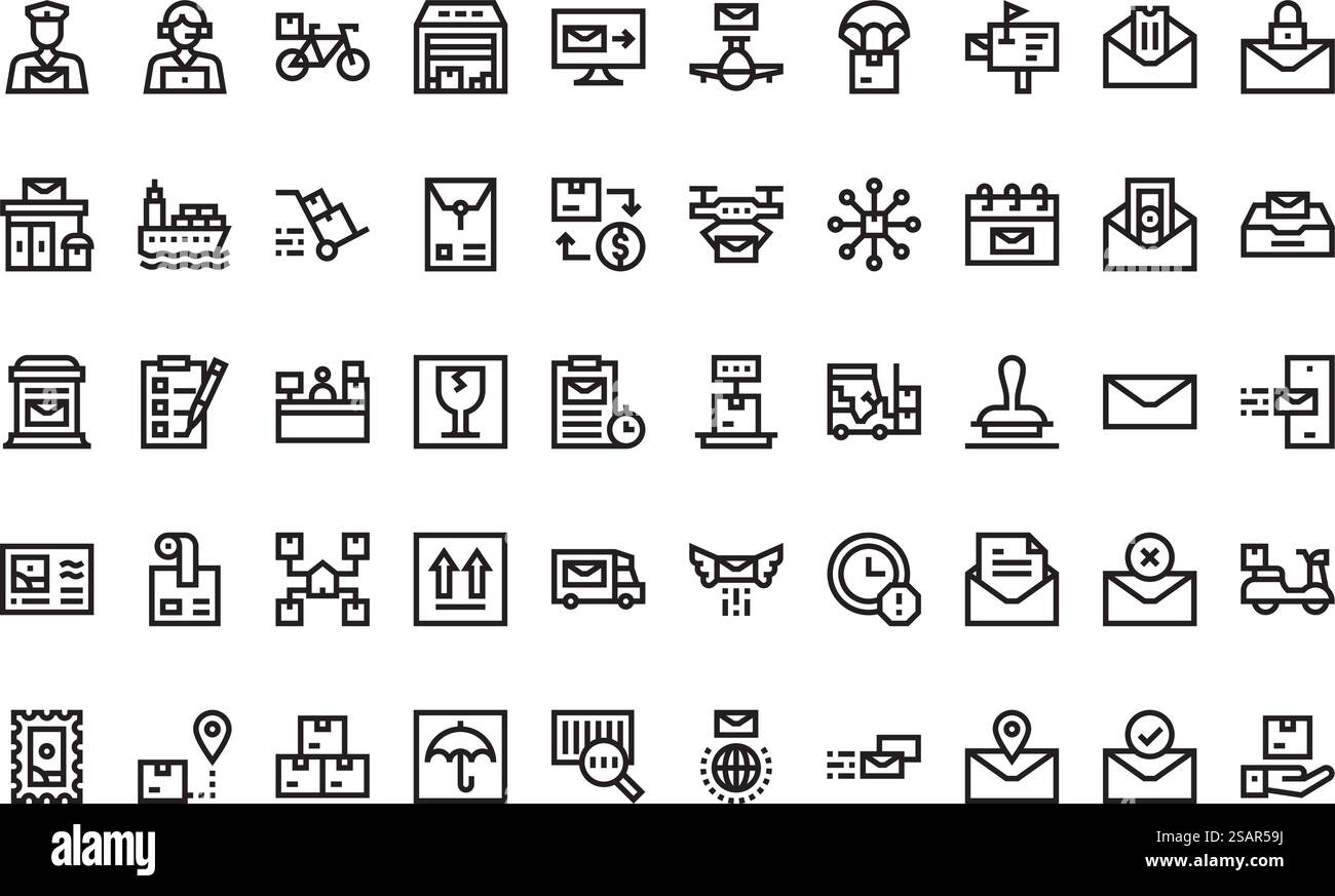 Raccolta di icone vettoriali di alta qualità con traccia modificabile. Ideale per progetti professionali e creativi. Illustrazione Vettoriale