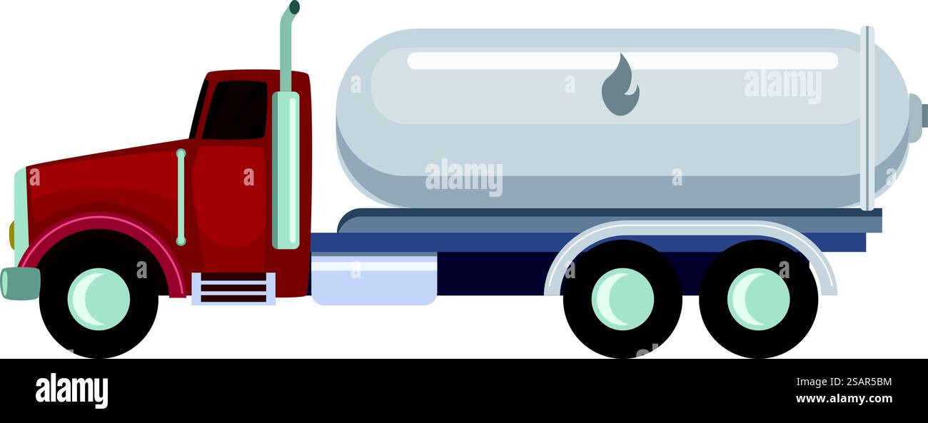 Icona cartoni animati autocarro armato. Trasporto di olio. Autocarro alimentato isolato su sfondo bianco. Icona cartoni animati autocarro armato. Trasporto di olio. Autocarro carburante Illustrazione Vettoriale