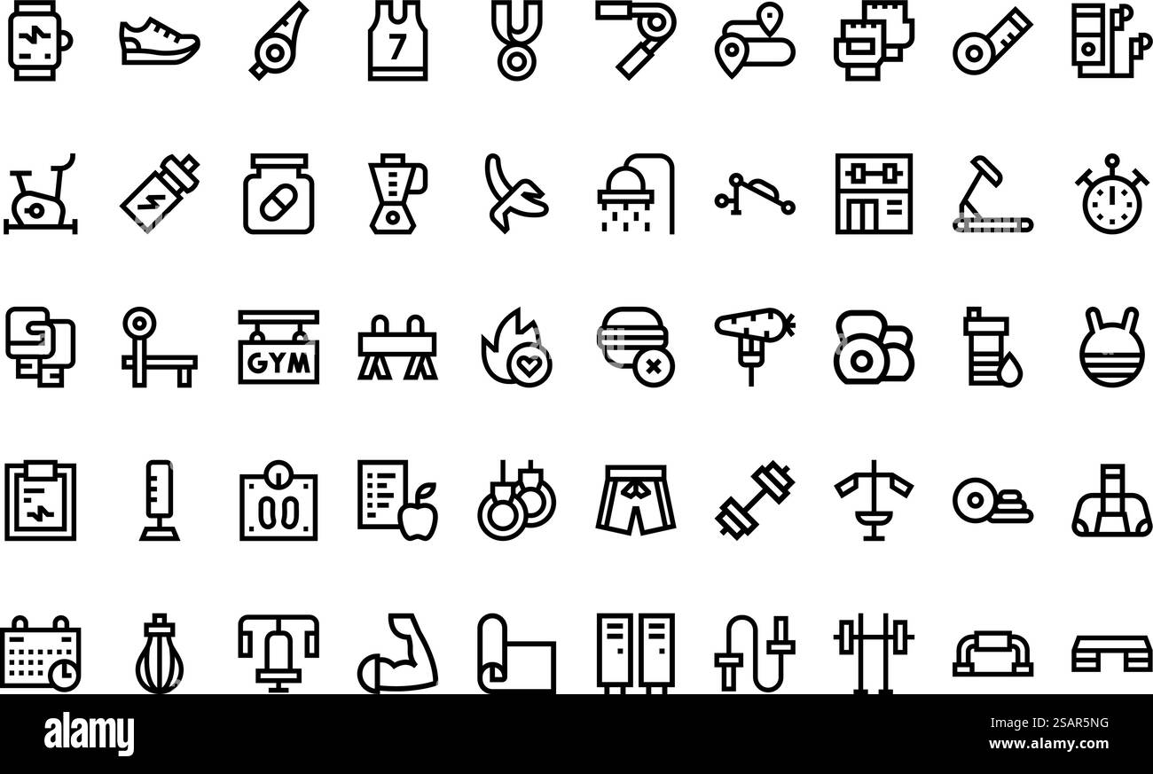 Raccolta di icone vettoriali di alta qualità con traccia modificabile. Ideale per progetti professionali e creativi. Illustrazione Vettoriale