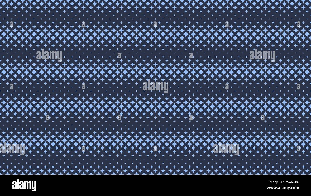 Motivo mezzitoni a stella linee parallele orizzontali diritte sfondo blu testurizzato vettoriale. Carta da parati blu navy ampia e minimalista Art Graphic a mezza tonalità. Illustrazione astratta delle particelle a scacchi delle stelle. Motivo mezzitoni a stella linee orizzontali diritte sfondo blu testurizzato vettoriale Illustrazione Vettoriale