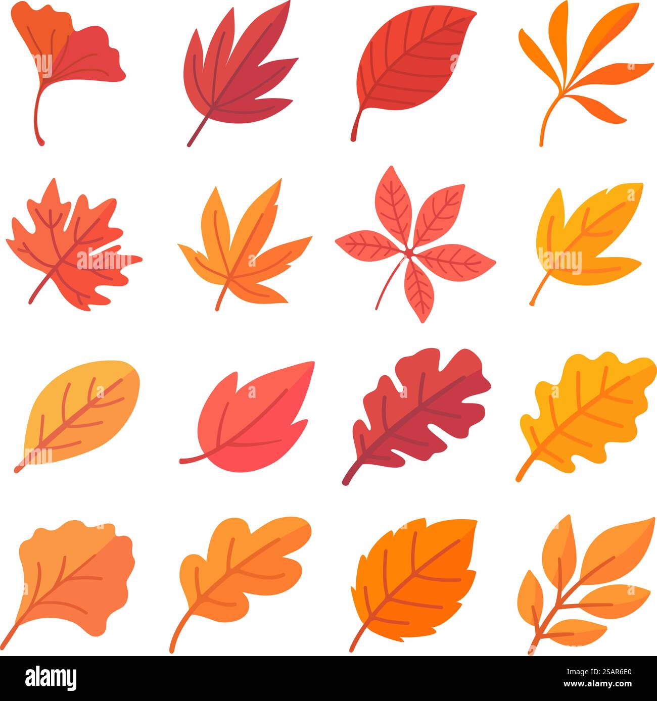 Collezione di foglie autunnali foglie di acero arancio in autunno design semplice Illustrazione Vettoriale