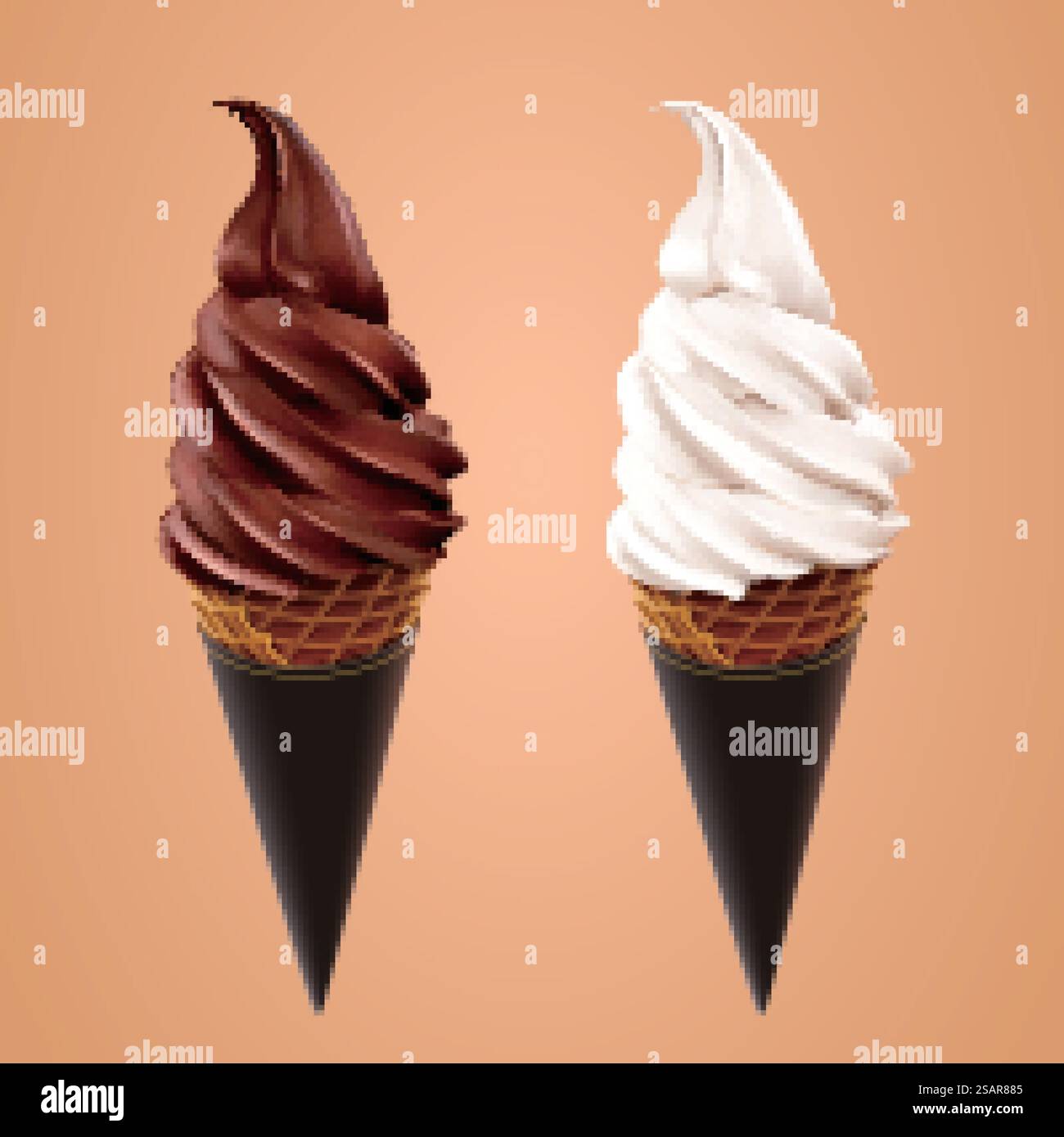Cono gelato al latte e al cioccolato Illustrazione Vettoriale