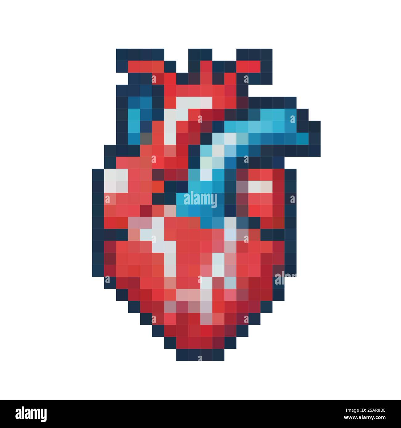 Cuore umano. Pixel art. Icona vettoriale EPS10 Illustrazione Vettoriale