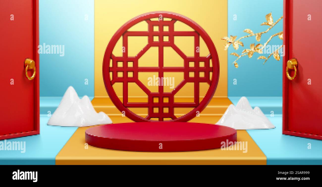 sfondo della fase di progettazione orientale 3d. Illustrazione Vettoriale