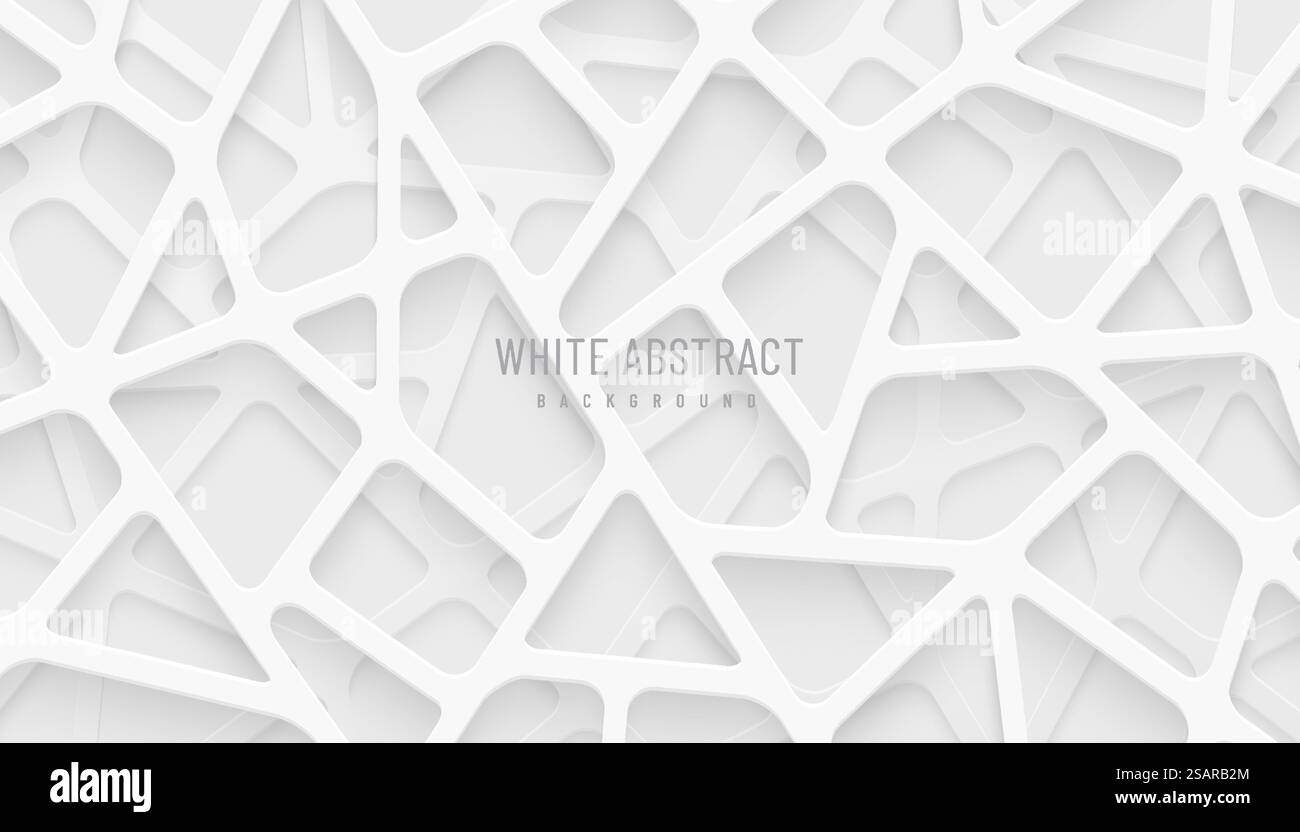 Le linee geometriche 3D Abstract White e Gray si sovrappongono agli strati sullo sfondo. Design moderno e futuristico color argento. Può essere utilizzato per modelli di copertina, poster, banner Web, volantini, annunci a mezzo Stampa. Illustrazione vettoriale Illustrazione Vettoriale