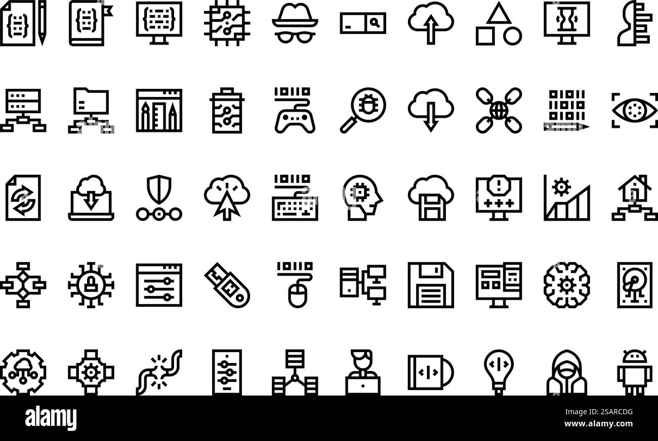 Raccolta di icone vettoriali di alta qualità con traccia modificabile. Ideale per progetti professionali e creativi. Illustrazione Vettoriale