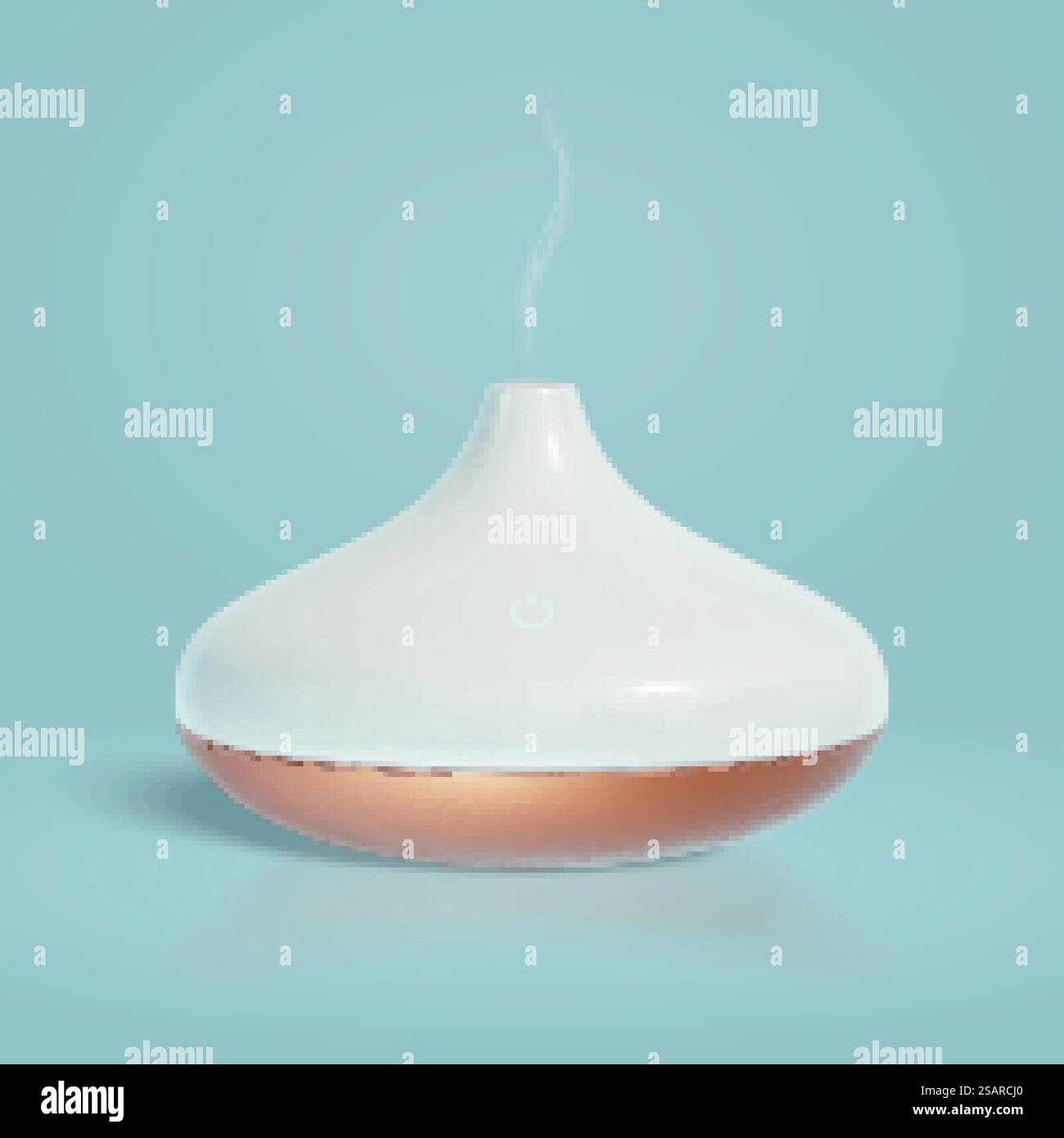 illustrazione in 3d di un moderno diffusore di olio essenziale a forma di montagna, umidificatore d'aria o lampada per aromi. Isolato su sfondo azzurro. diffusore di aroma 3d a forma di montagna Illustrazione Vettoriale