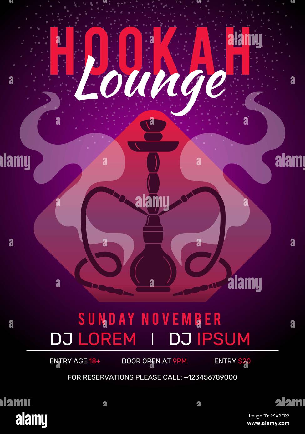Poster di narghilè. Cartellone orientale in stile retrò per il club del fumo di Hookah, modello di design vettoriale recente con spazio per il testo. Illustrazione di un narghilè decorativo orientale. Poster di narghilè. Cartellone orientale in stile retrò per il club del fumo di Hookah, modello di design vettoriale recente con spazio per il testo Illustrazione Vettoriale
