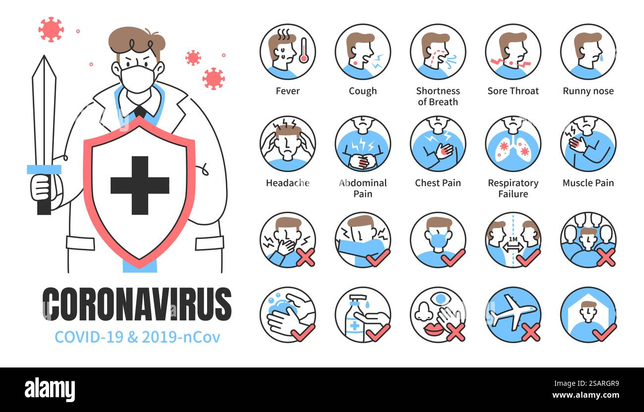 Elementi infografici relativi alla COVID-19 Illustrazione Vettoriale