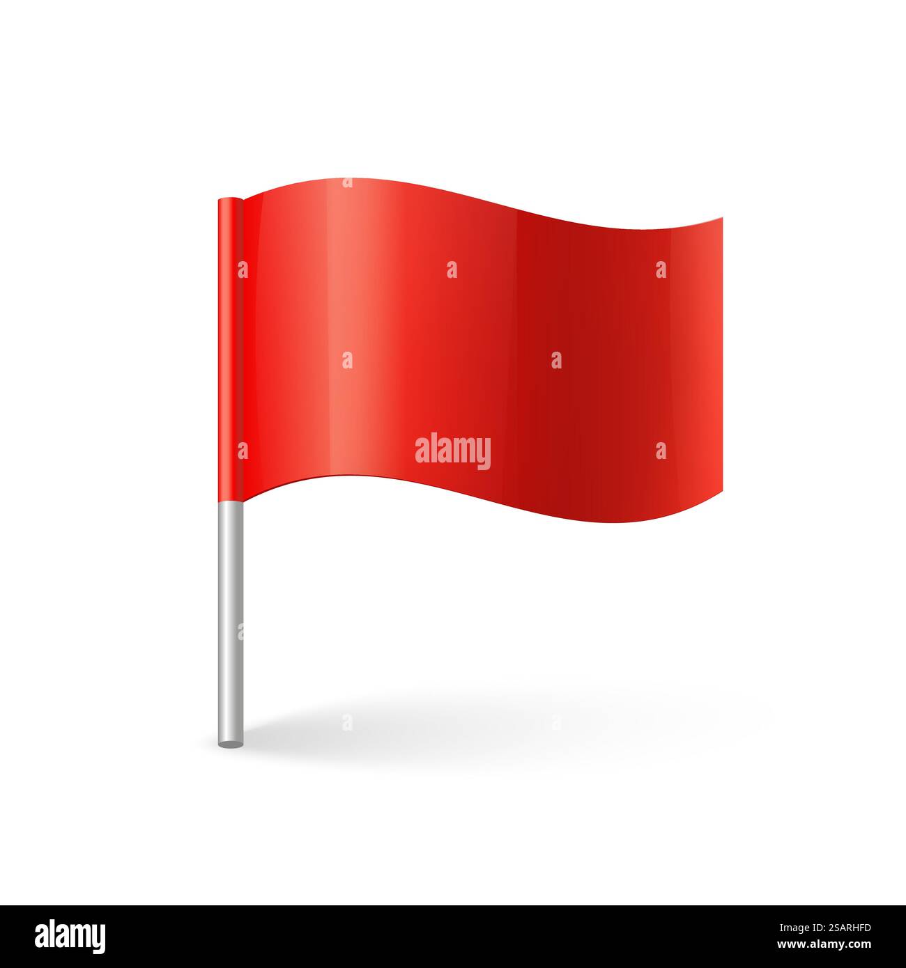 Icona Red flag. Concetto di puntatore, etichetta e segno importante rettangolo vettoriale seta su bastoncino Illustrazione Vettoriale