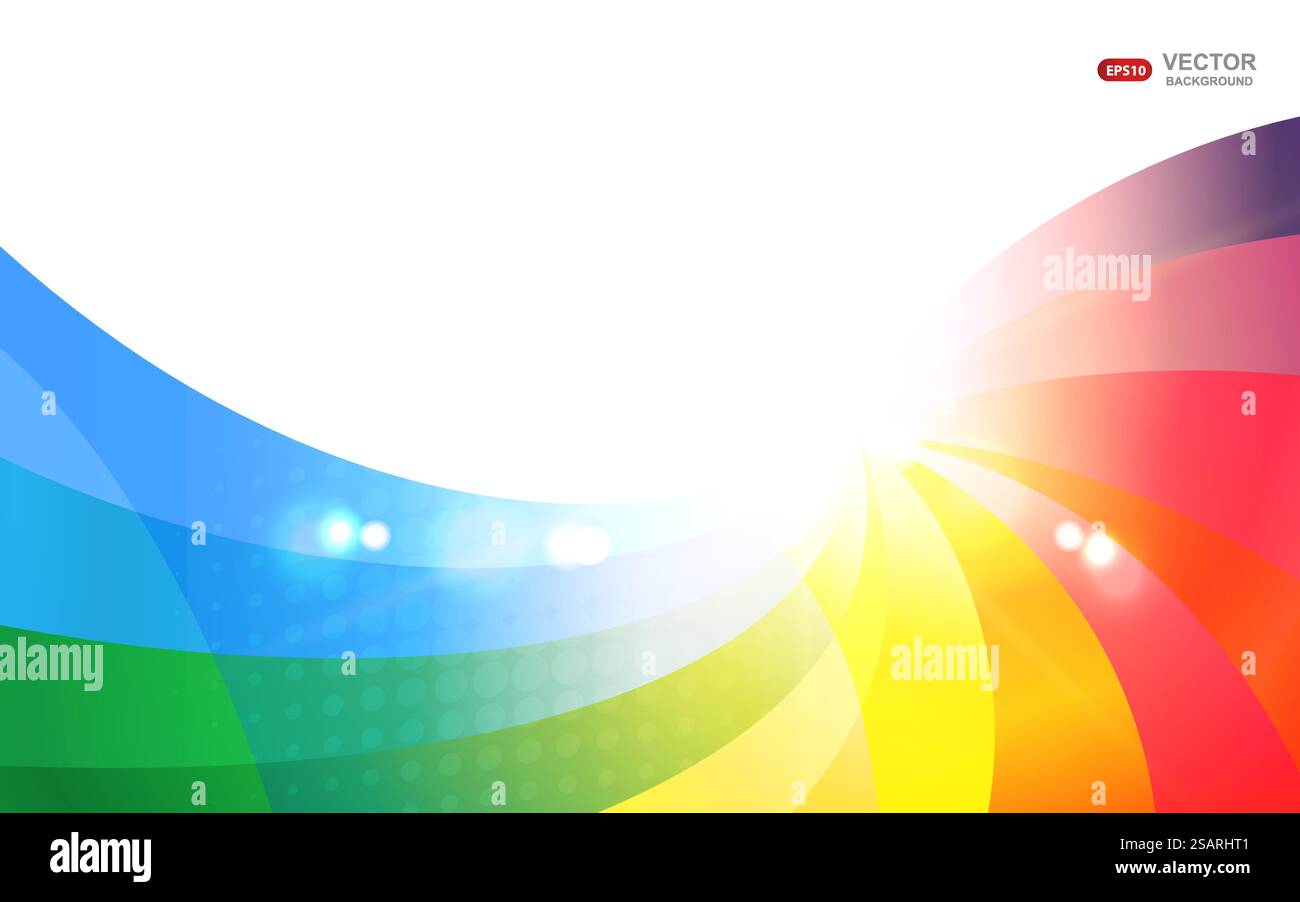 Sfondo vettoriale con arcobaleno astratto. Turbolenza multicolore su sfondo bianco Illustrazione Vettoriale
