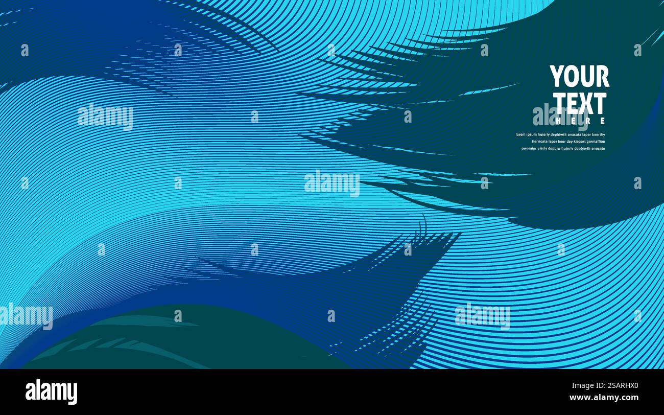 Sfumatura in mesh blu scuro astratta con linee curve verdi brillanti sfondo testurizzato. Modello moderno e minimale con spazio per le copie. Illustrazione vettoriale Illustrazione Vettoriale