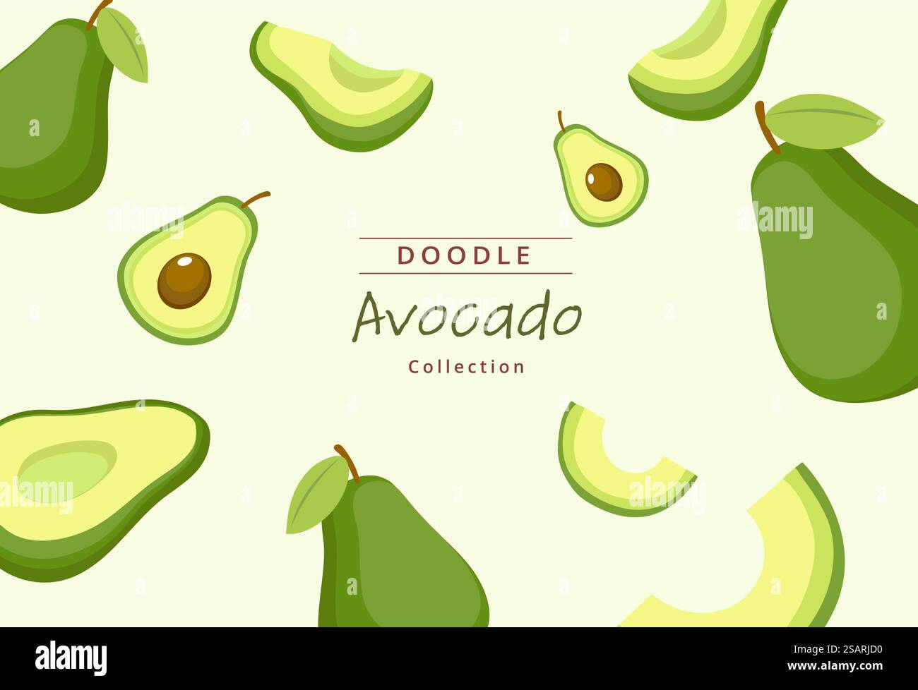 Vettoriale sulla raccolta di avocado disegnato a mano Illustrazione Vettoriale
