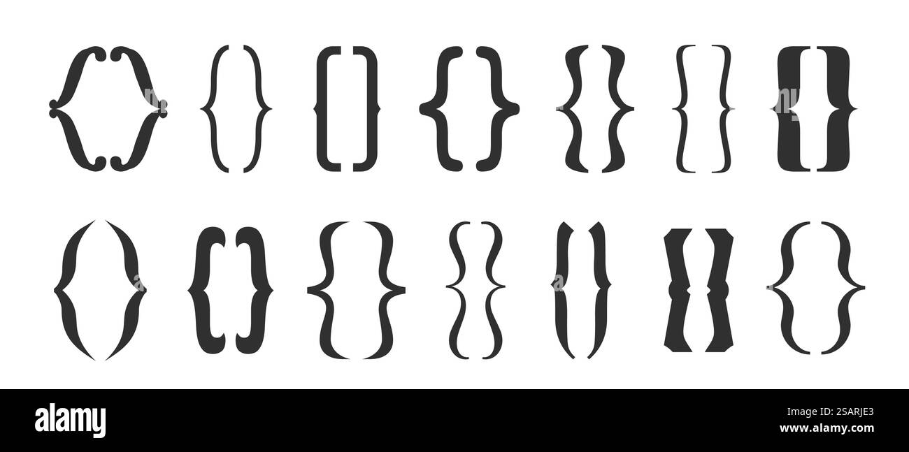 Set di icone delle parentesi. Icone parentesi graffe, tipografia. Illustrazione vettoriale Illustrazione Vettoriale
