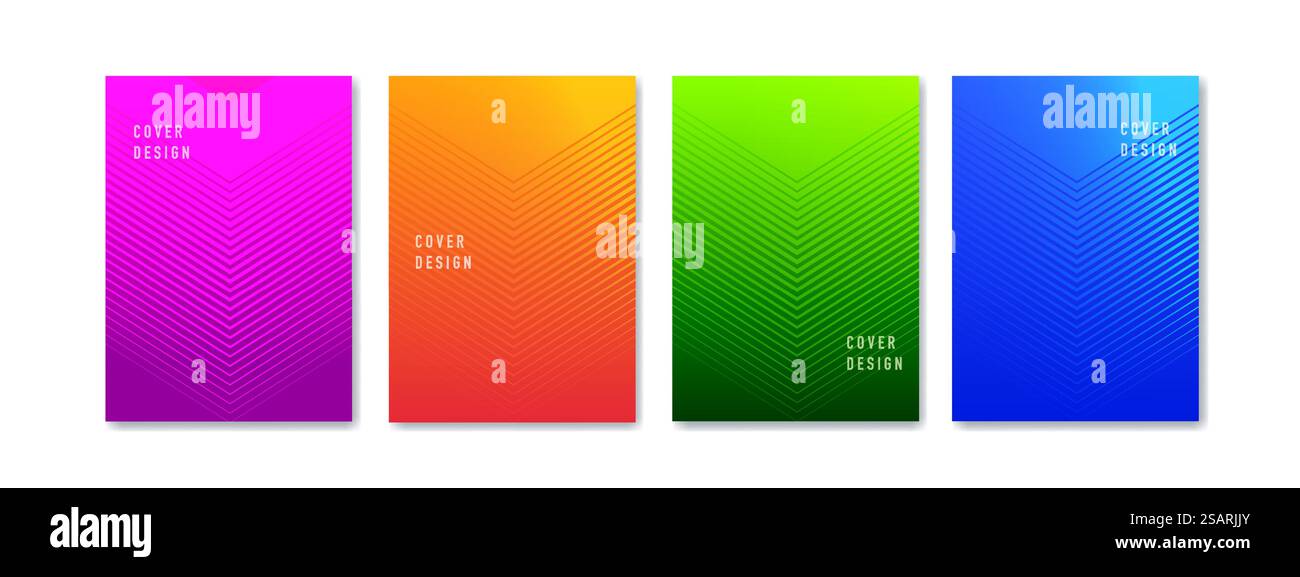 Set di copertine di sfondo astratte. Modelli di banner vuoti vettoriali con texture e sfumatura. Cornici di carta colorate. Raccolta poster vuota EPS10 Illustrazione Vettoriale