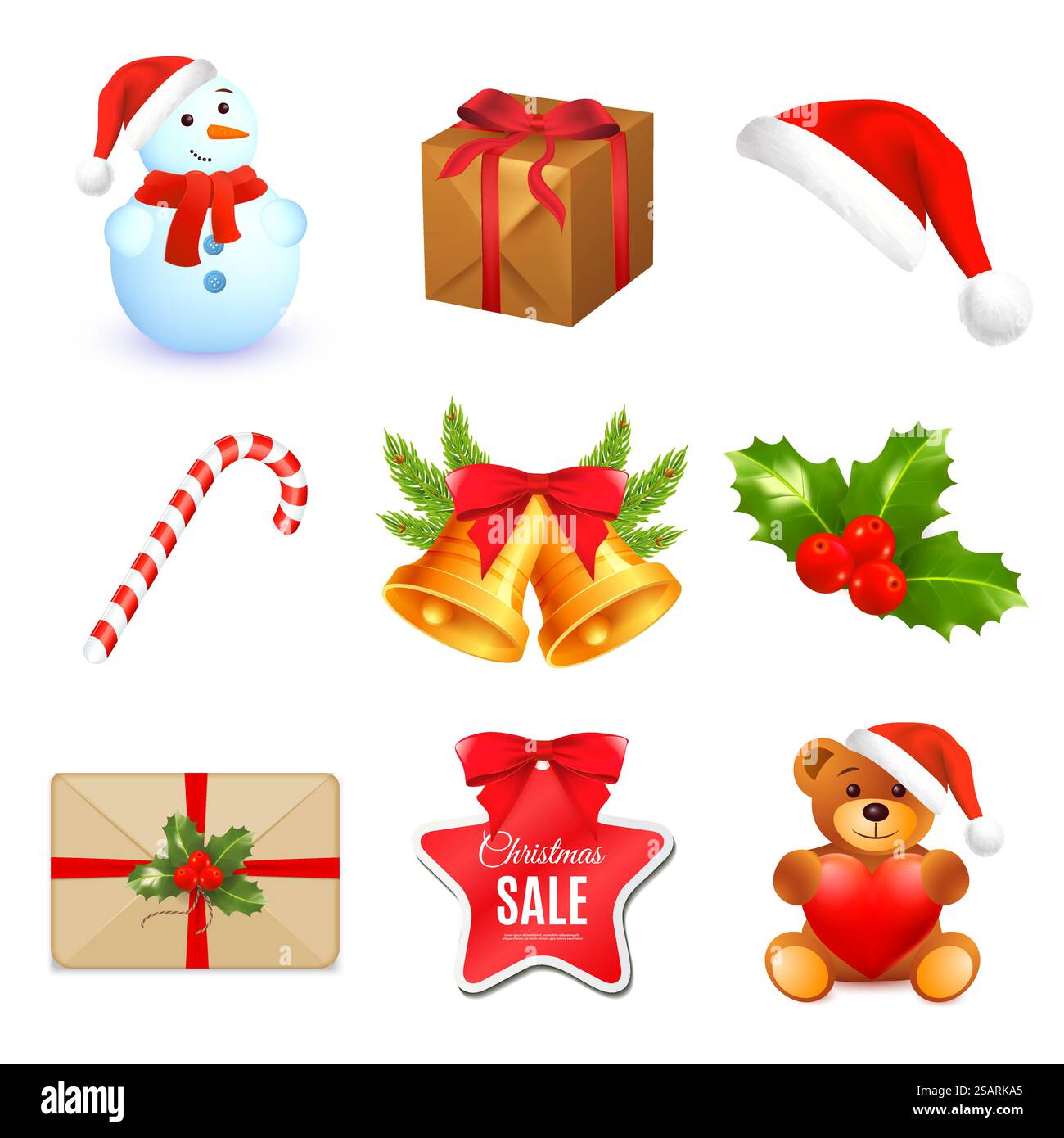 Set di giocattoli per Natale e Capodanno. Decorazioni natalizie nella stagione invernale. Illustrazione vettoriale Illustrazione Vettoriale