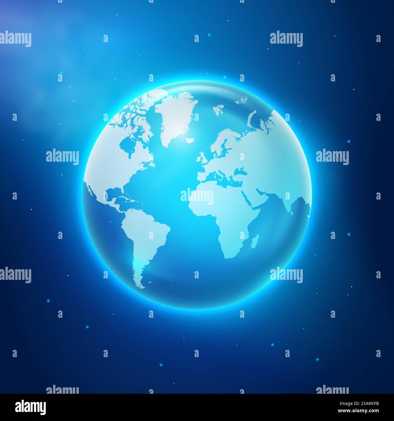 Globo del mondo vettoriale nello spazio. Pianeta Terra con moderno sfondo tecnologico blu scuro. Mappa globale. Illustrazione del giorno della Terra Illustrazione Vettoriale