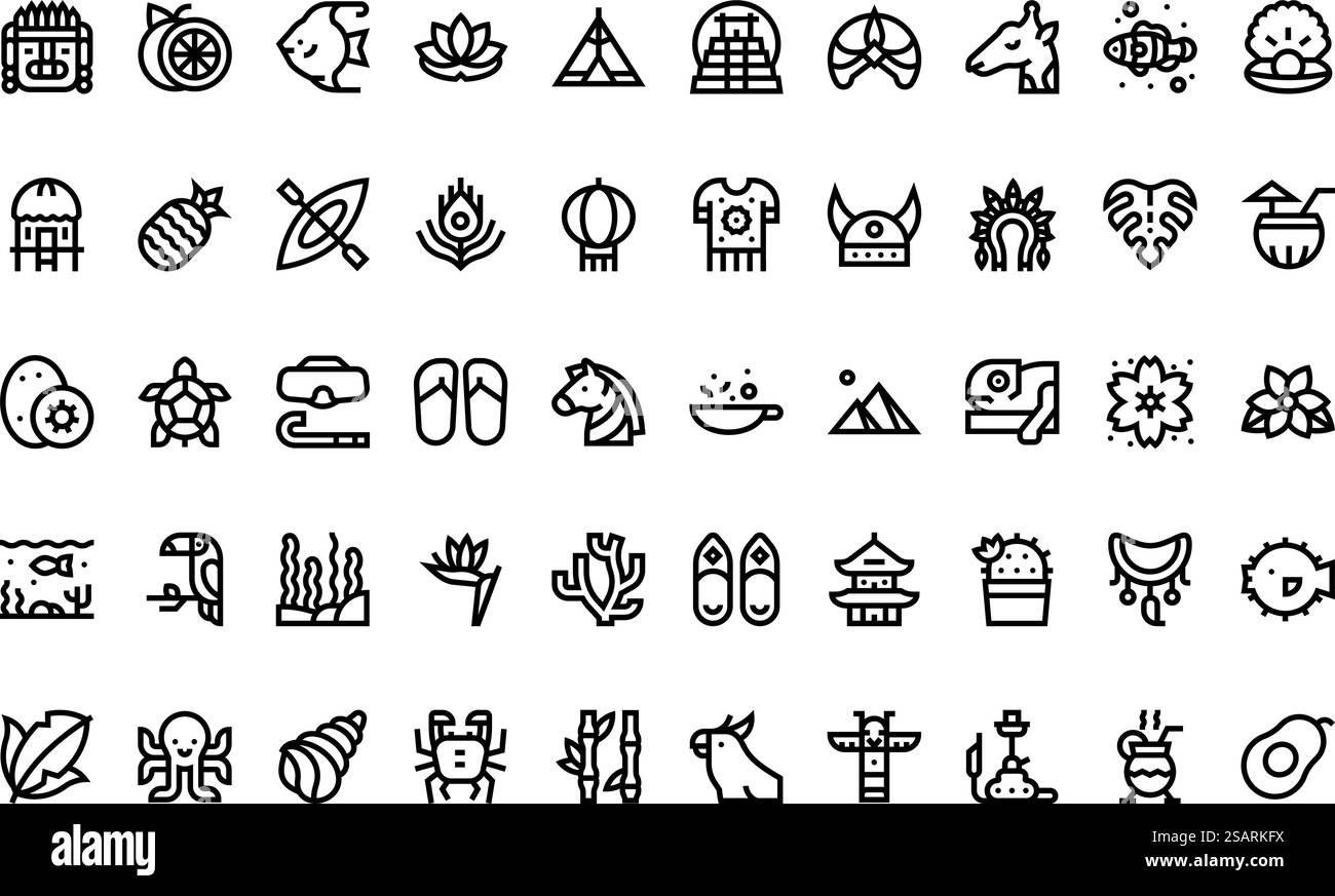 Raccolta di icone vettoriali di alta qualità con traccia modificabile. Ideale per progetti professionali e creativi. Illustrazione Vettoriale