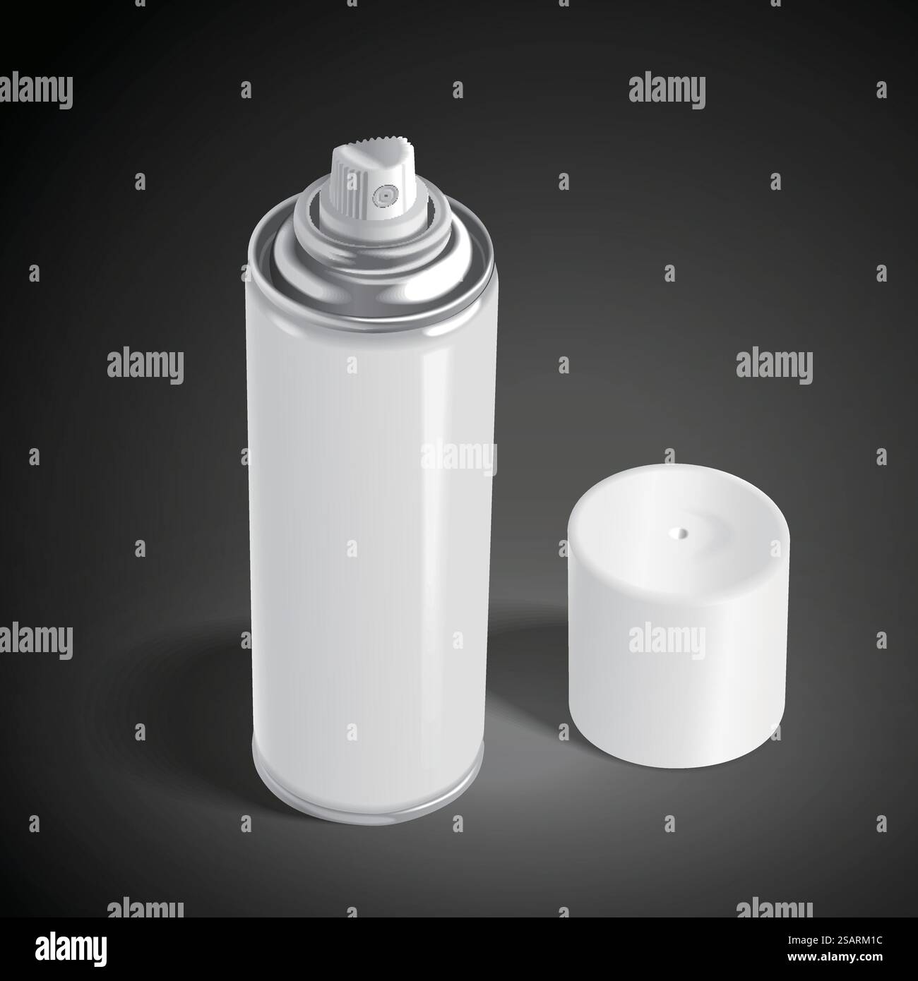 bomboletta aerosol vuota isolata su sfondo nero. Illustrazione 3D... bomboletta aerosol vuota Illustrazione Vettoriale