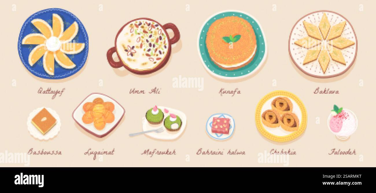 Dessert del Ramadan mediorientale Illustrazione Vettoriale
