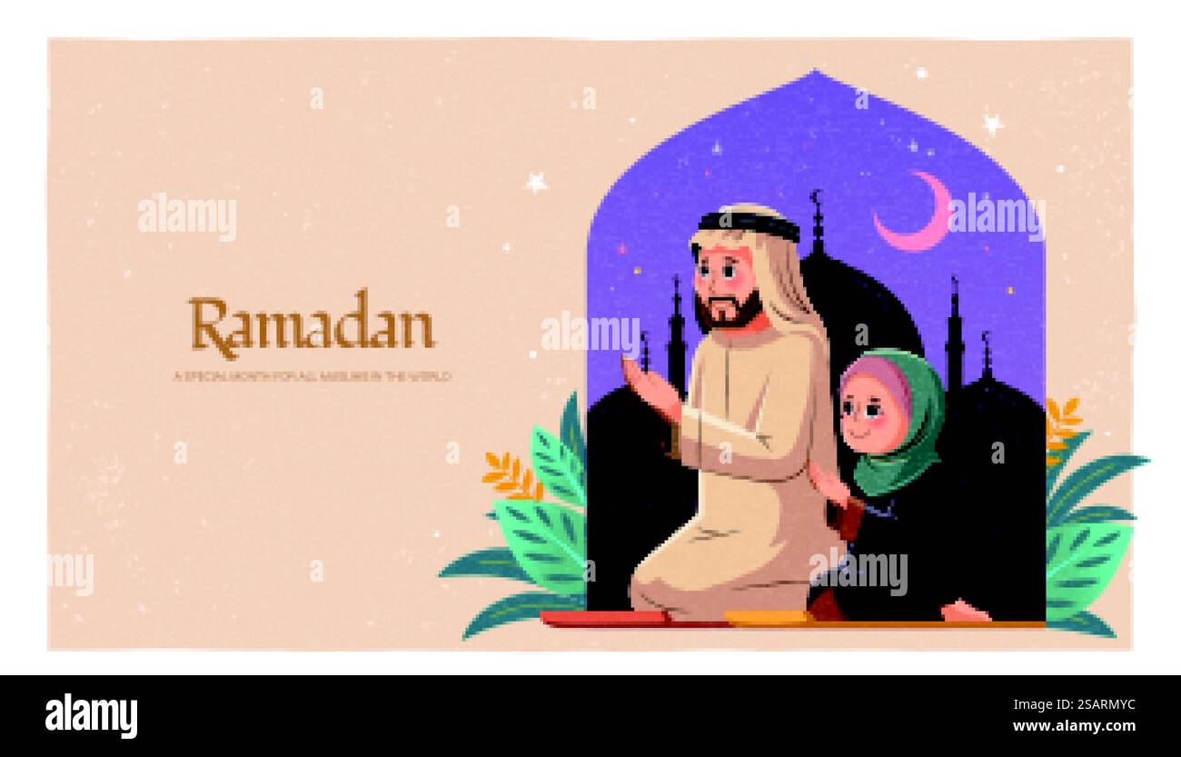 Striscione celebrativo del Ramadan Illustrazione Vettoriale