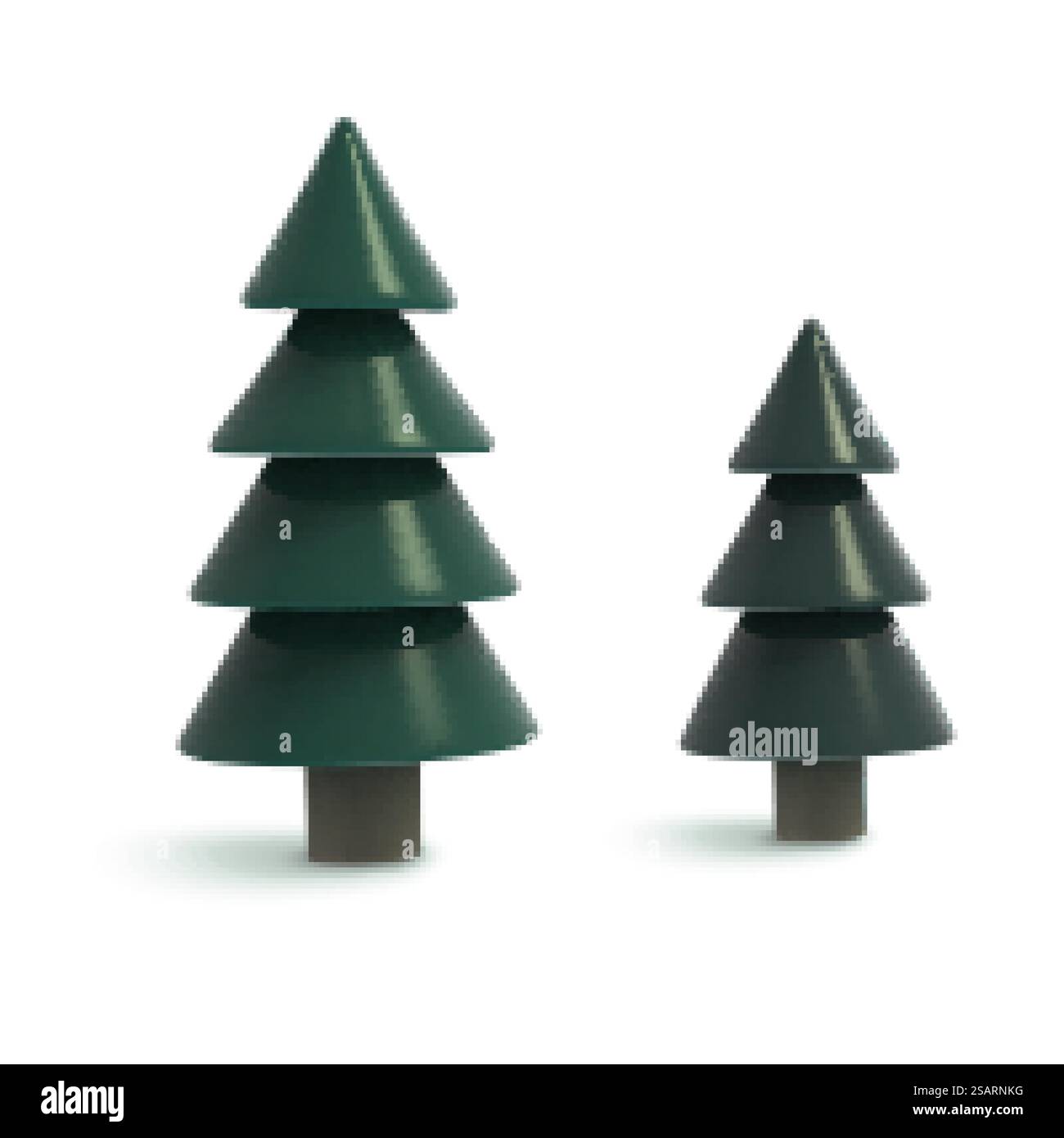 Serie di alberi nell'illustrazione 3d su sfondo bianco. Insieme di alberi Illustrazione Vettoriale