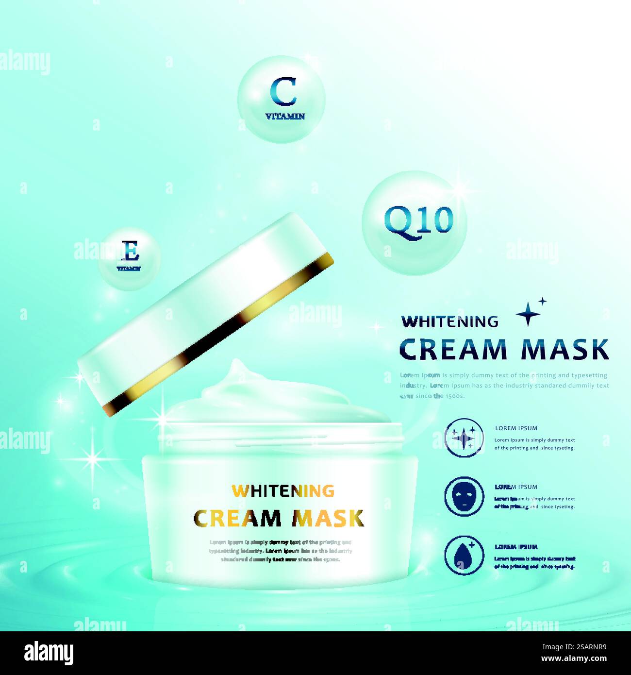 Modello di annuncio con maschera color crema Illustrazione Vettoriale