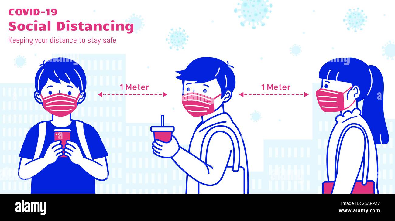 Striscione di distanziamento sociale Illustrazione Vettoriale