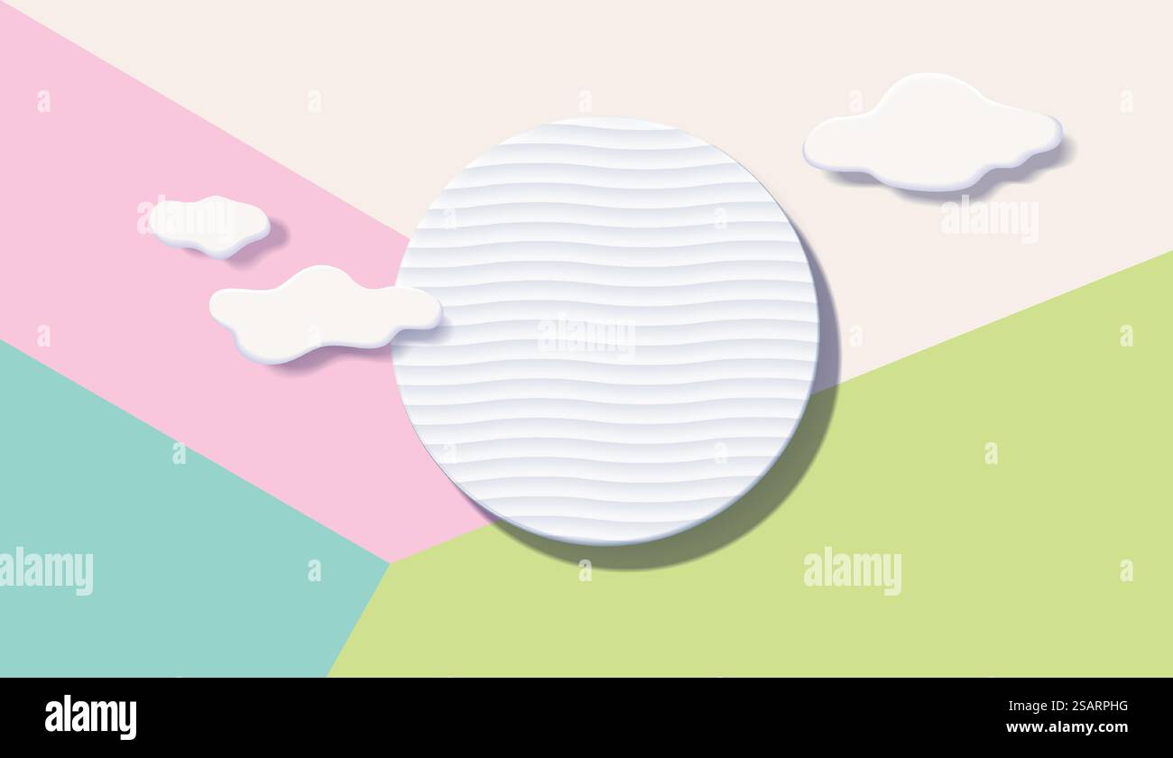 Scenografia minima astratta su sfondo pastello, visualizzazione con illustrazione di sfondo astratto Illustrazione Vettoriale