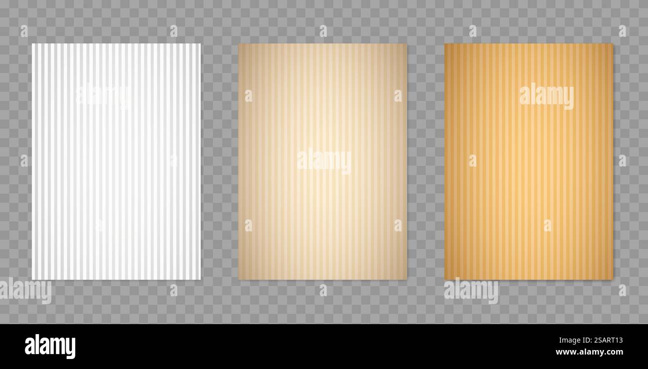 Carta o cartone a strisce. Vecchio sfondo marrone e bianco in stile retrò. Ripetizione geometrica astratta. Set di modelli vettoriali Illustrazione Vettoriale