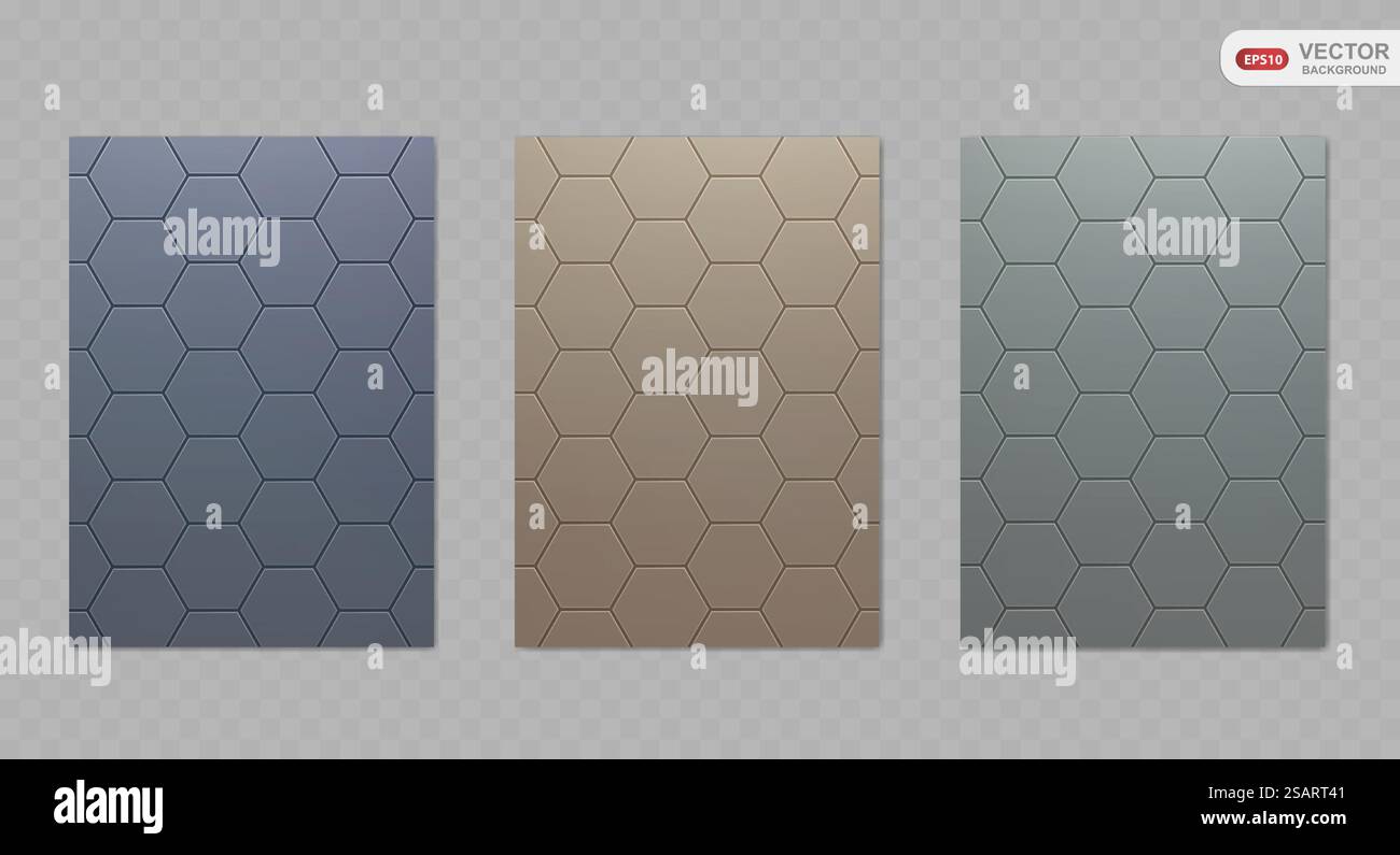 Set di sfondi vettoriali astratti geometrici. Conoscenze scientifiche e tecnologiche con esagoni. Modello di modello astratto per banner, poster EPS10 Illustrazione Vettoriale