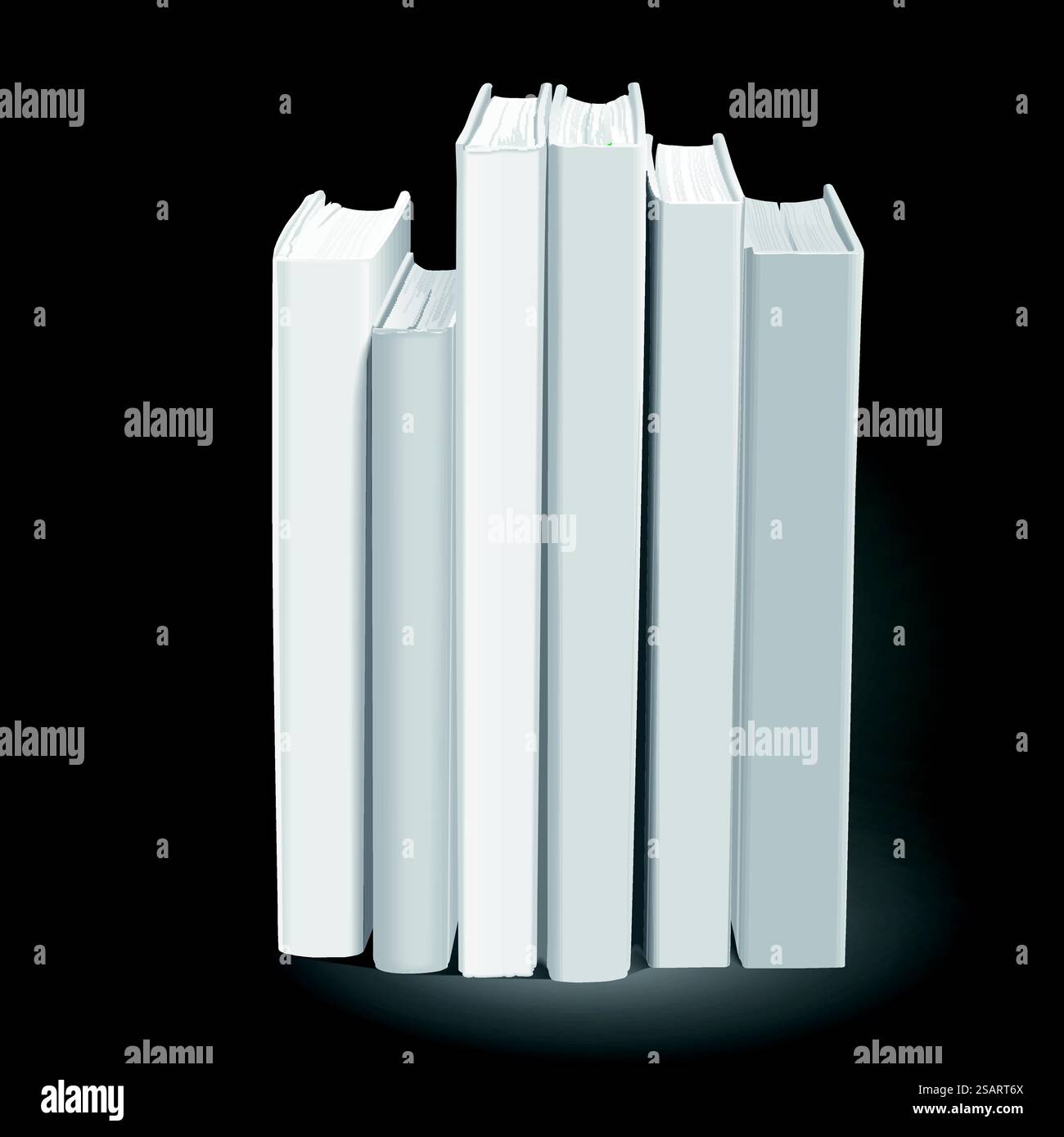 libri vuoti con copertina rigida isolati su sfondo nero. Illustrazione 3D... libri con copertina rigida vuota Illustrazione Vettoriale