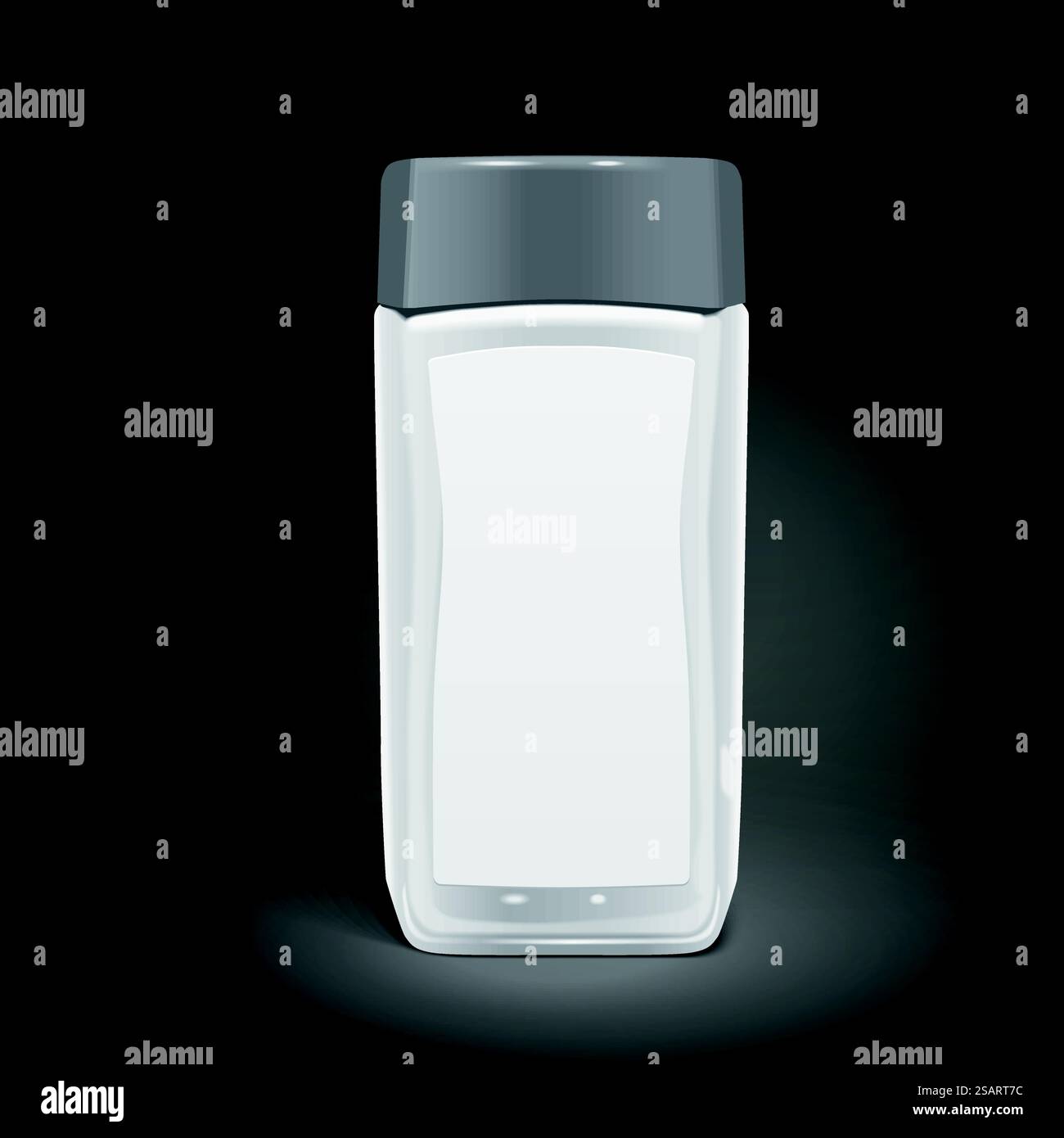 confezione di caffè in bottiglia isolata su sfondo nero. Illustrazione 3D... pacchetto caffè in bottiglia Illustrazione Vettoriale