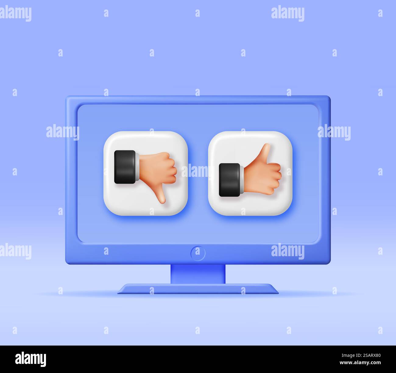 3D Thumbs Up e Thumbs Down Hands Gestures in computer isolato. Visualizzare sullo schermo simboli simili e non simili a quelli delle mani. Icone di voto o valutazione del cliente. Movimenti delle dita del cartoni animati. Illustrazione vettoriale. Il 3D Thumbs Up e Thumbs Down Hands in computer Illustrazione Vettoriale