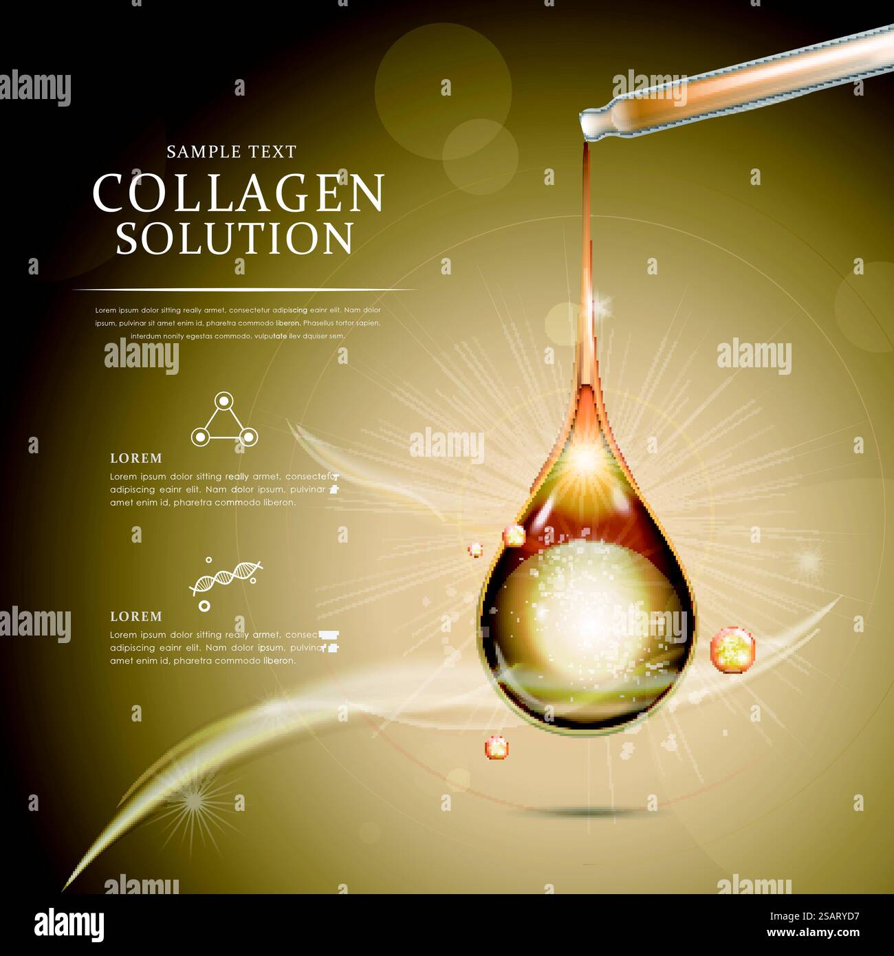 Modello ad goccia di olio di collagene Illustrazione Vettoriale